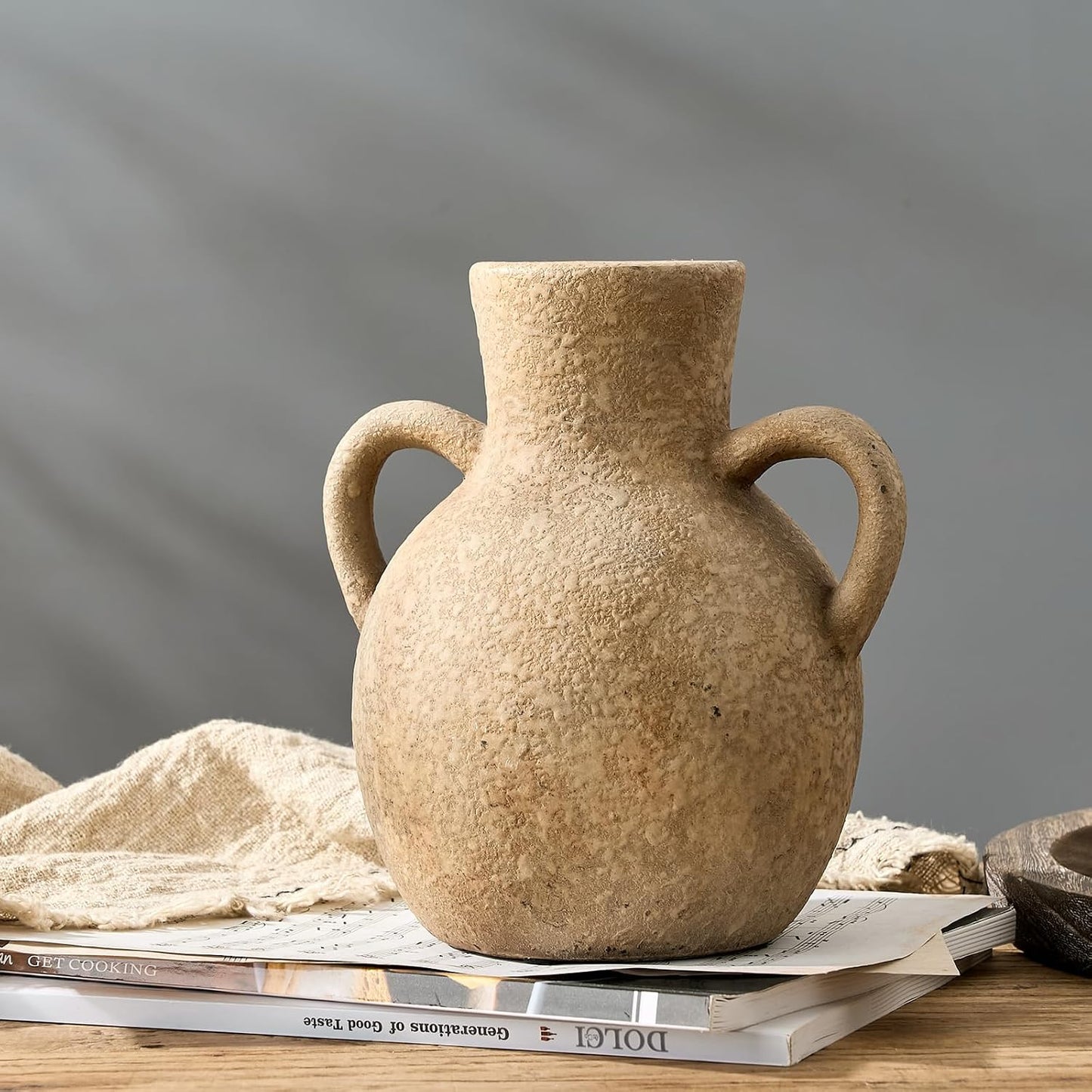 Rustic Ceramic Farmhouse Flower Vase / Brown
