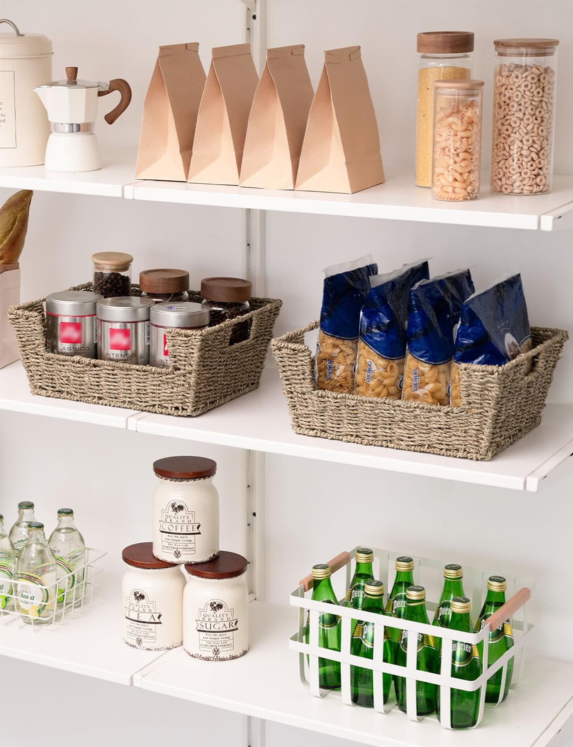 Stackable Seagrass Pantry Baskets / Natural