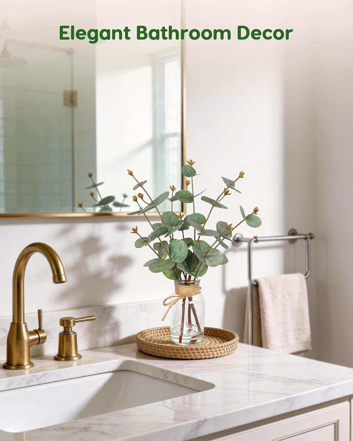 Faux Eucalyptus Stems in Vase / Green Eucalyptus