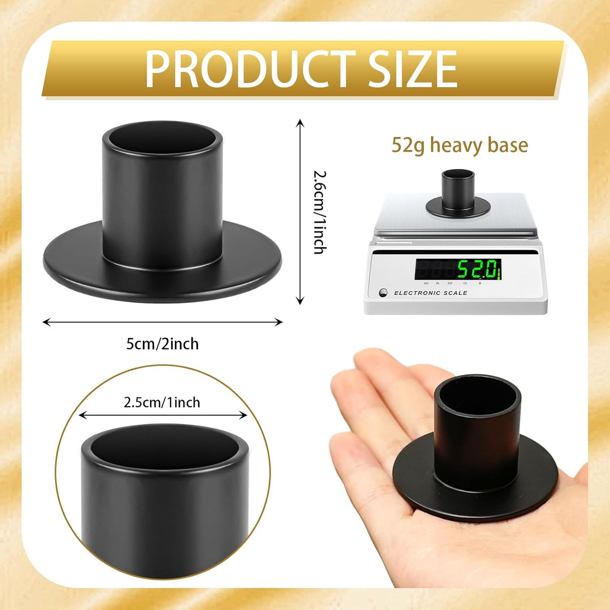 48Pcs Black Metal Taper Candle Holders Set - 2"×1" Elegant Bulk Heavy Base Candlestick Centerpieces for Table Decor