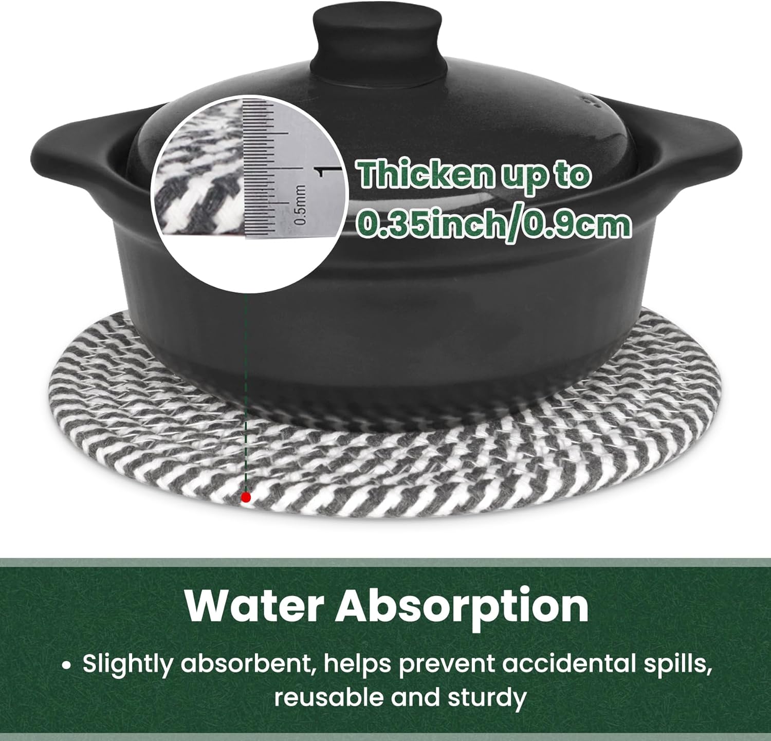 10 Inch Trivets for Hot Dishes, Hot Pots and Pans, 5 Pcs | Comes with Storage Basket, Extra Large Thick Heat Resistant