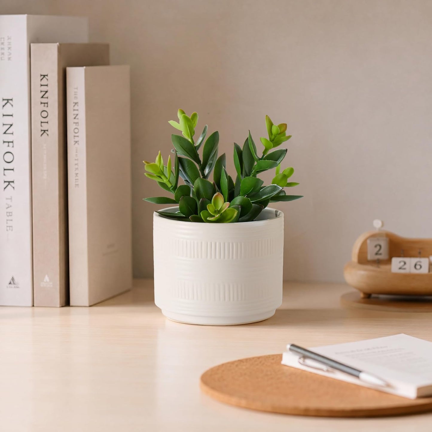 Artificial Plant in Matte Ceramic Pot / White