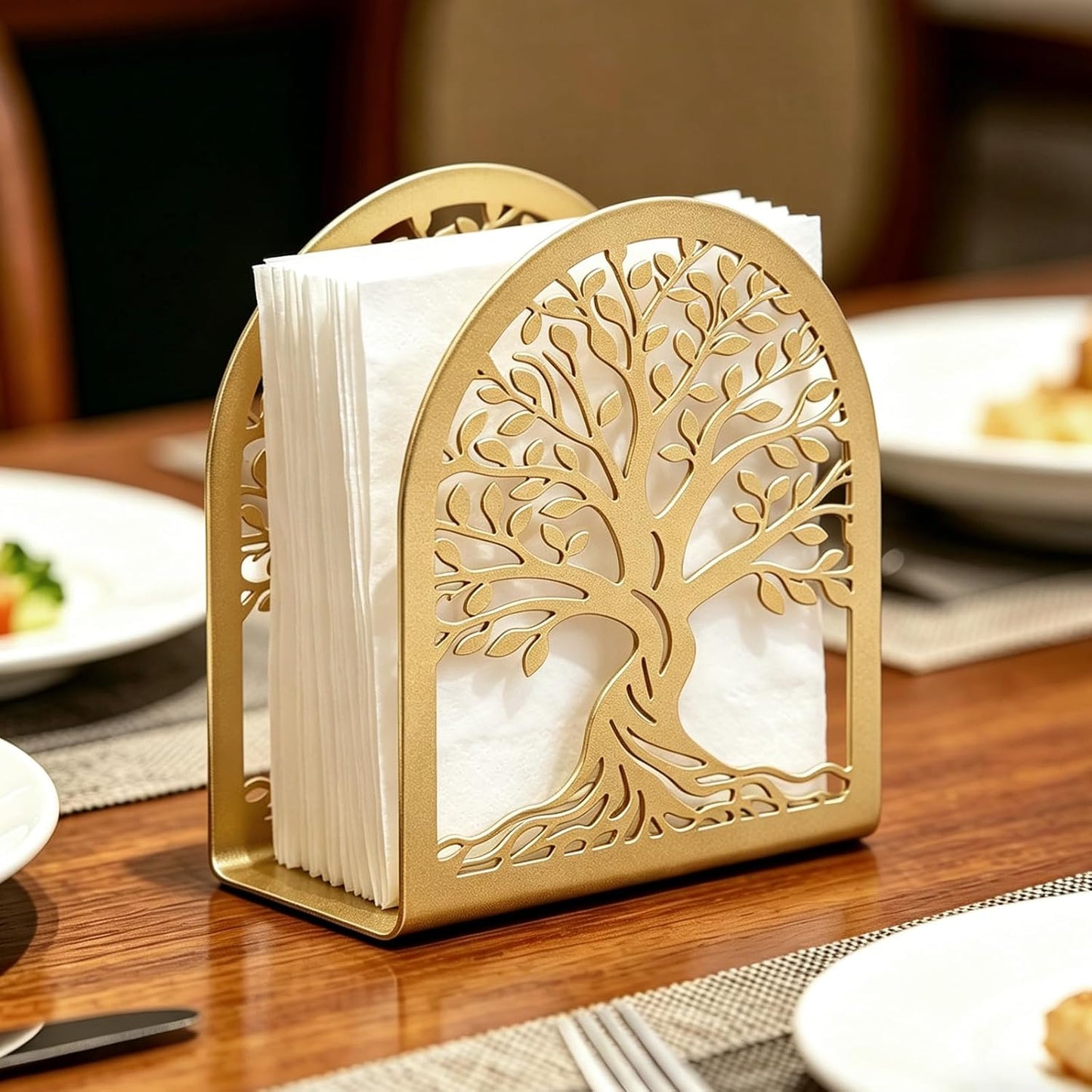 Napkin Holder / Tree of Life Decorative Metal Napkin Dispenser / Gold