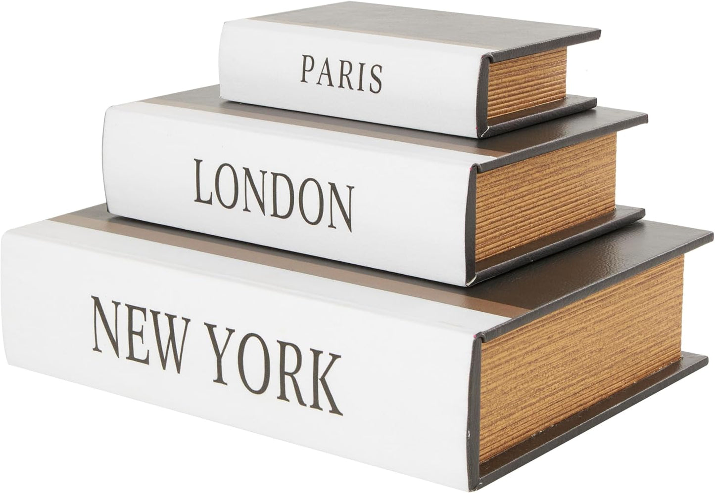 New York Storage Faux Storage Book Box / Black / 3", 2", 2 / 2 Inch / Set of 3
