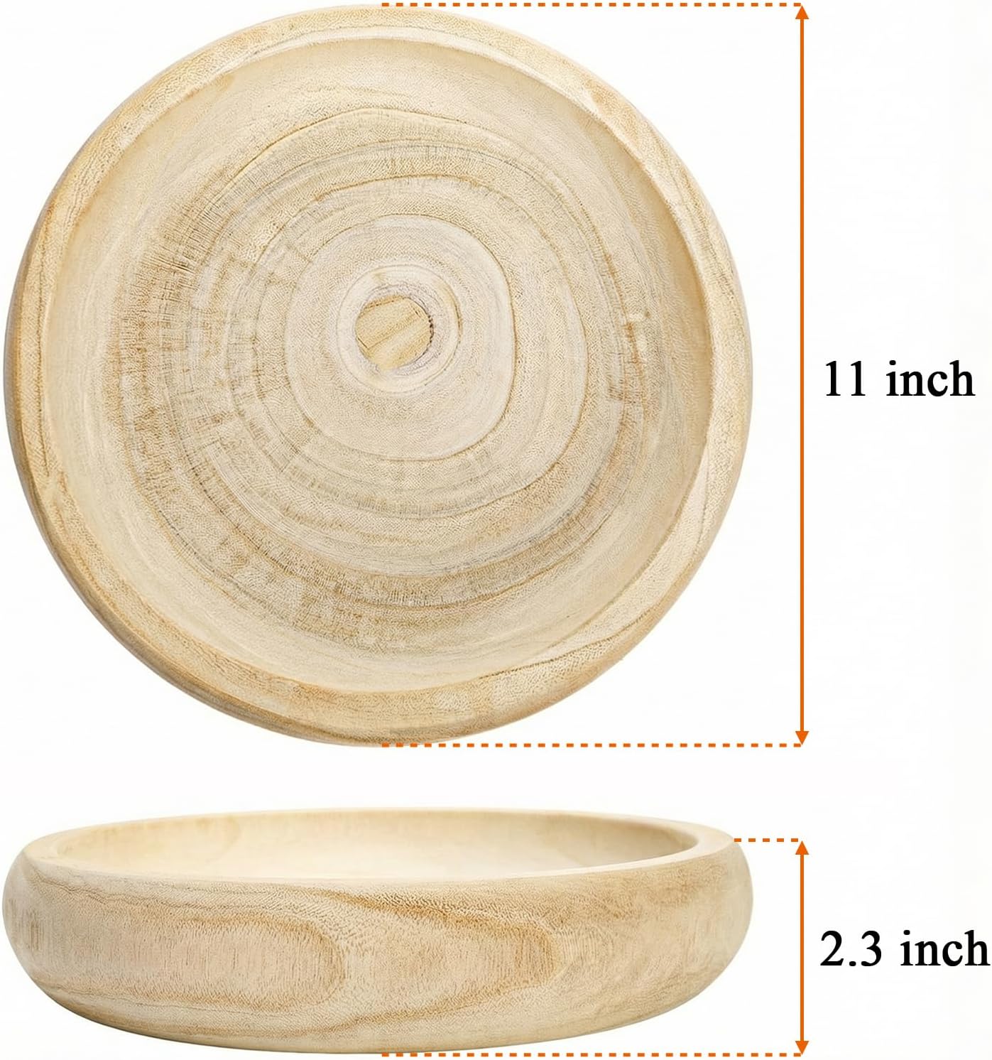 Paulownia Wood Bowl / Natural / 11 Inch