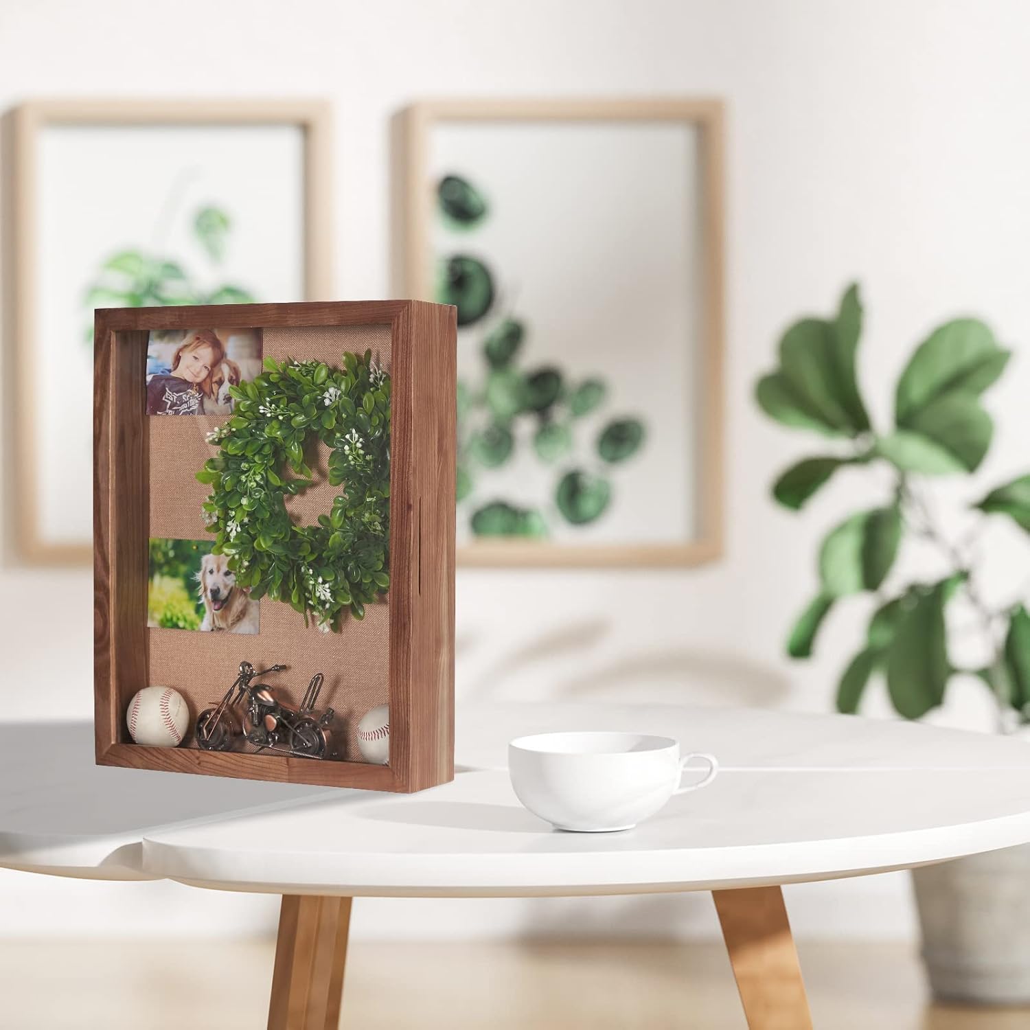 16x20 Large 4-Inch Deep Solid Wood Shadow Box with Hinged Door, Walnut | Solid Wood; 16x20-Inch Large Display; 4-Inch