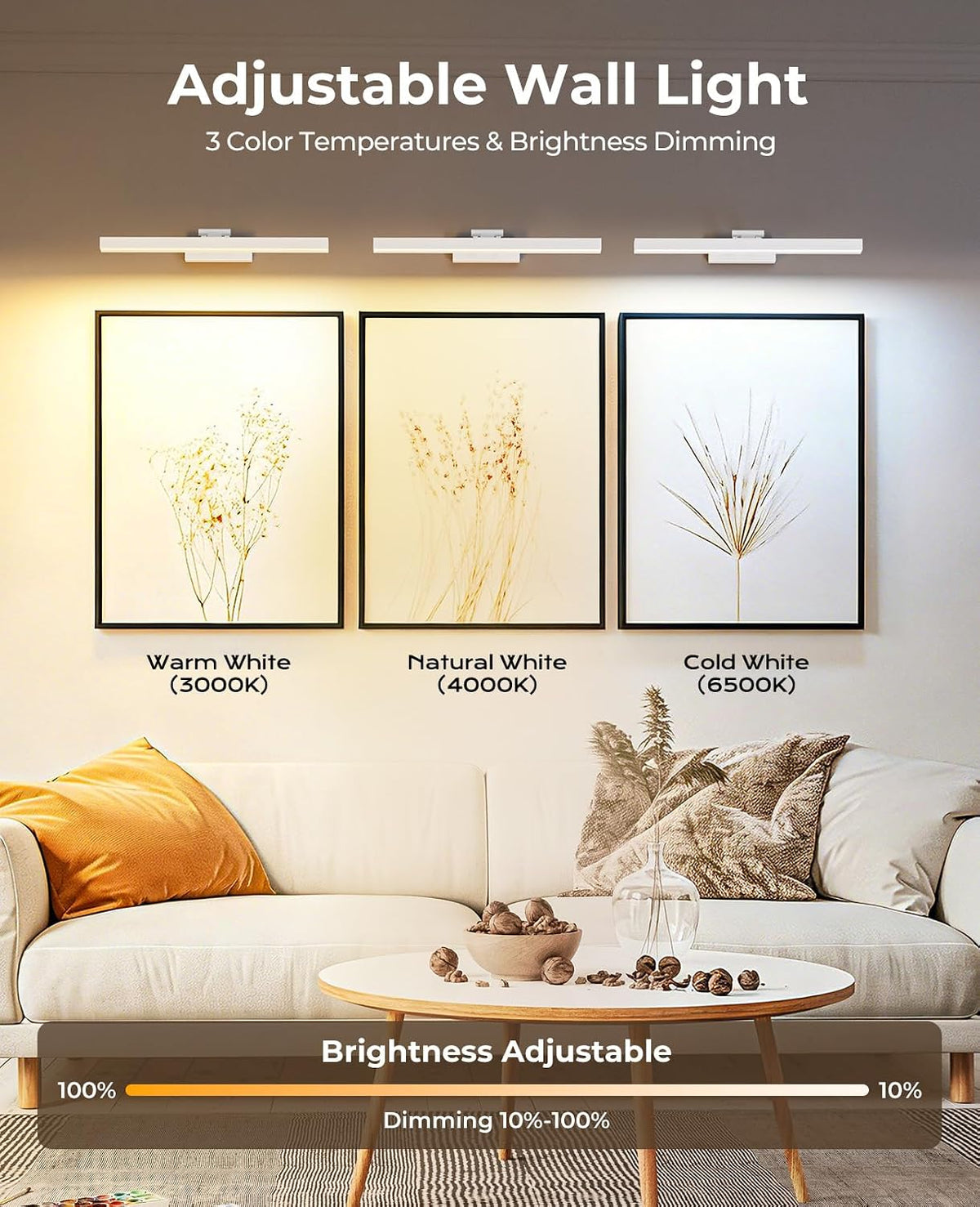 Picture Light for Wall, 16in Battery Wall Sconce Art Light CCT Dimmable Magnetic Battery Lights for Painting with