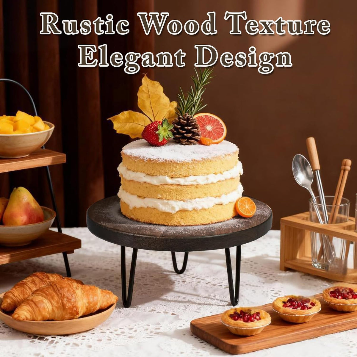 3 Pcs Buffet Risers, Wood Round Food Riser Dessert Table Display Stand Set for Party Wood Cupcake Stands Nesting Table