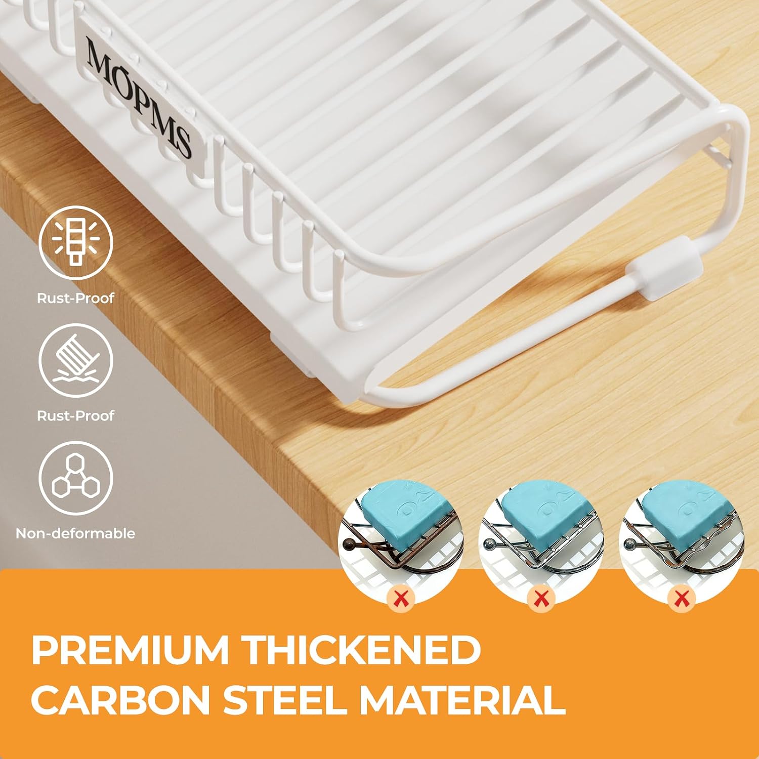 Carbon Steel Bar Soap Holder for Shower / White