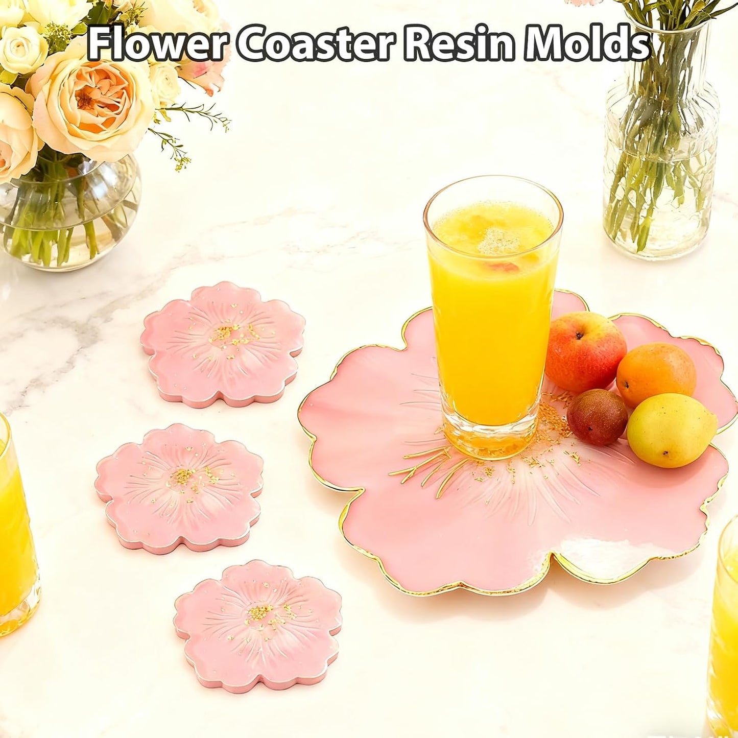 Flower Resin Coaster Molds Kits / Set of 6