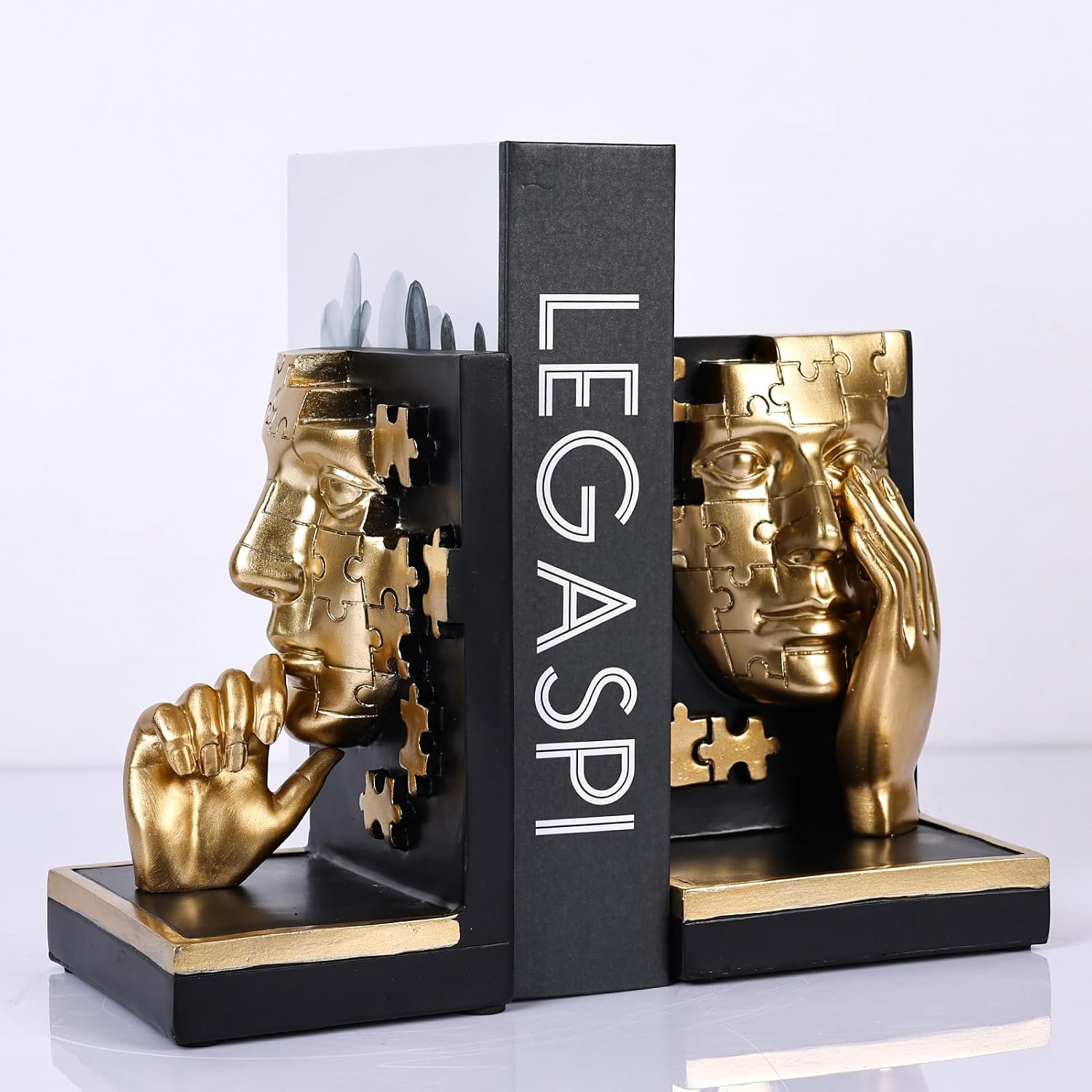 Modern Thinker Bookshelf Decorative Bookends / Gold