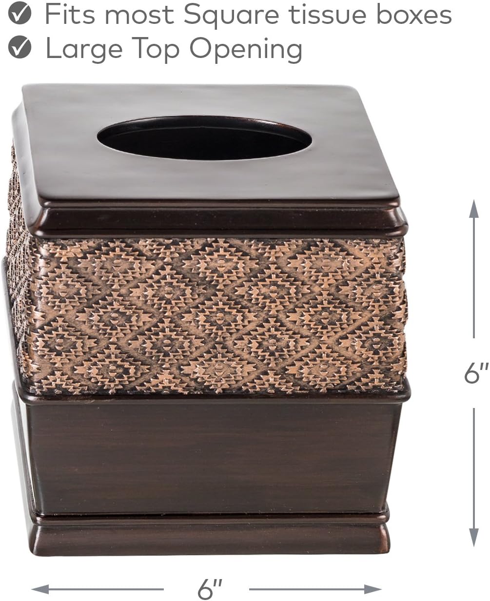 Creative Scents Dublin Brown 6 Piece Resin Bathroom Accessories Set | Includes Toilet Brush and Holder, Tissue Box
