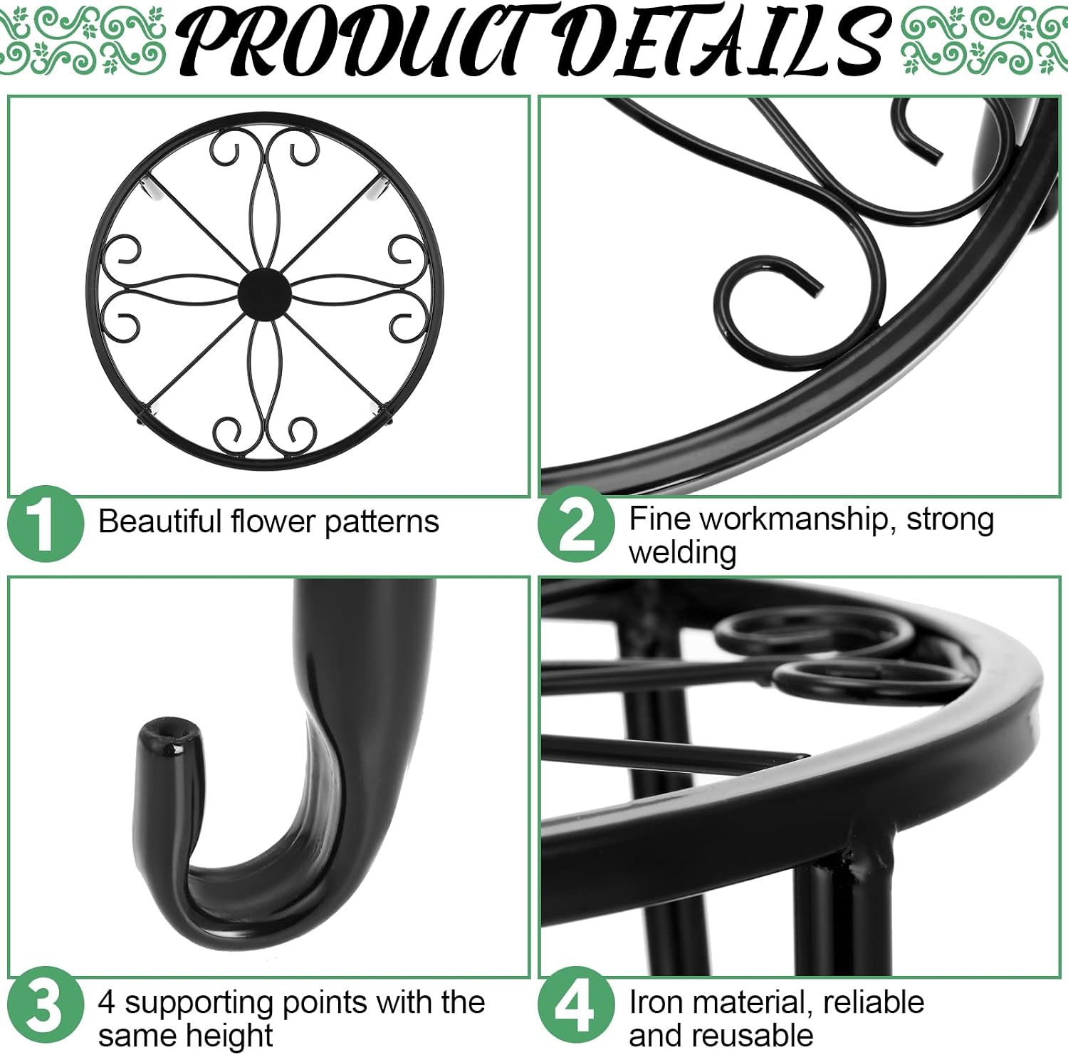 Maitys 12 Pack Metal Plant Stands Outdoor Indoor Heavy Duty Flower Potted Holder Anti-Rust Plant Pot Shelf Round Flower