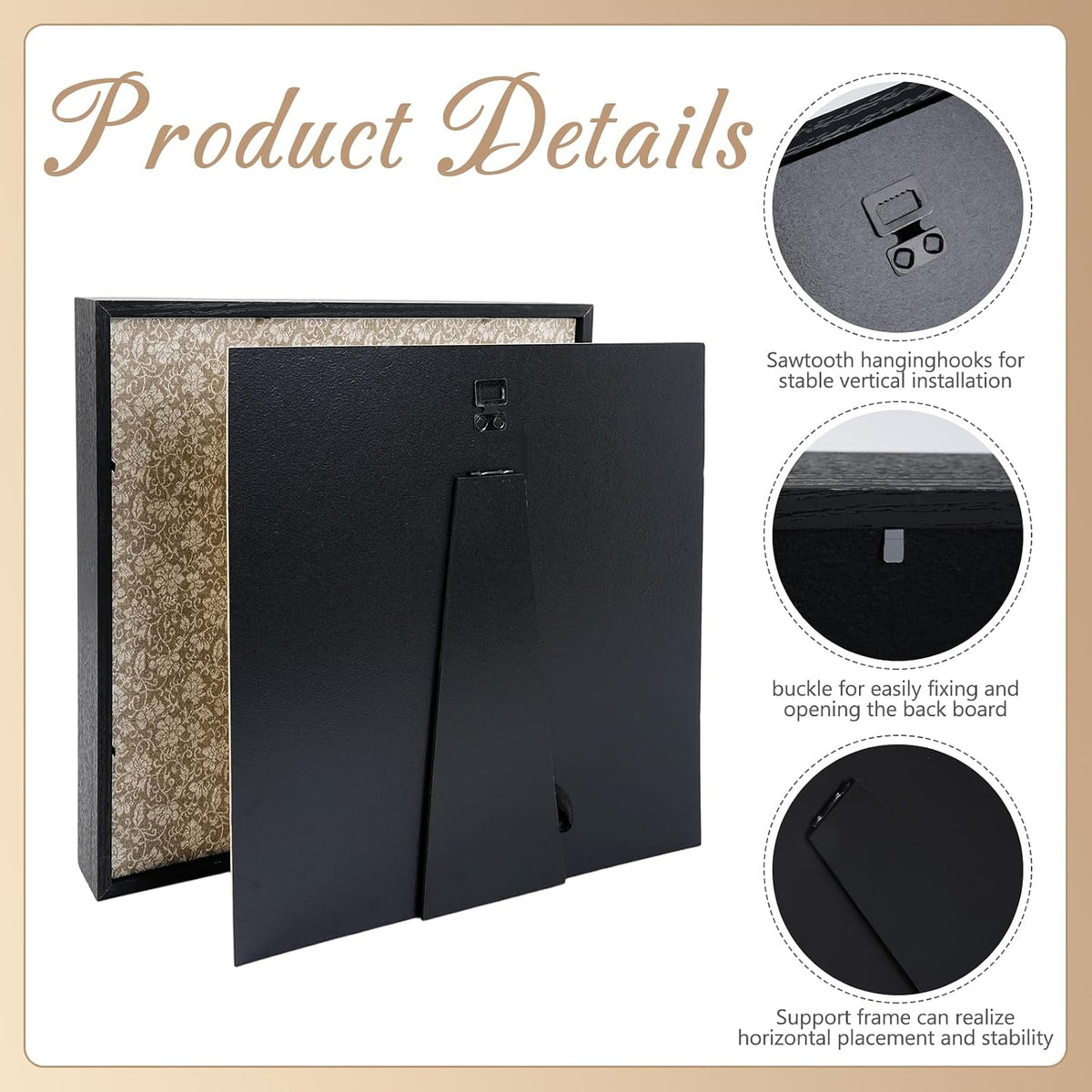 2 Pack 12x12 Shadow Box Frame Deep Shadow Boxes Display Cases with Stand | Wood Shadowbox Display on Tabletop or Wall