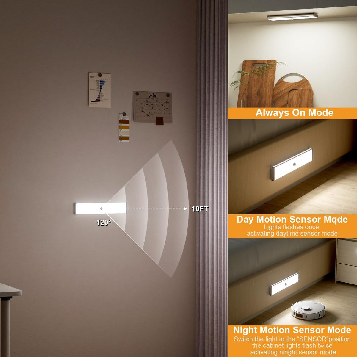 Under Cabinet Lighting,Rechargeable Motion Sensor Light Indoor Night Lights with Remote,58LED RGB under cabinet lights