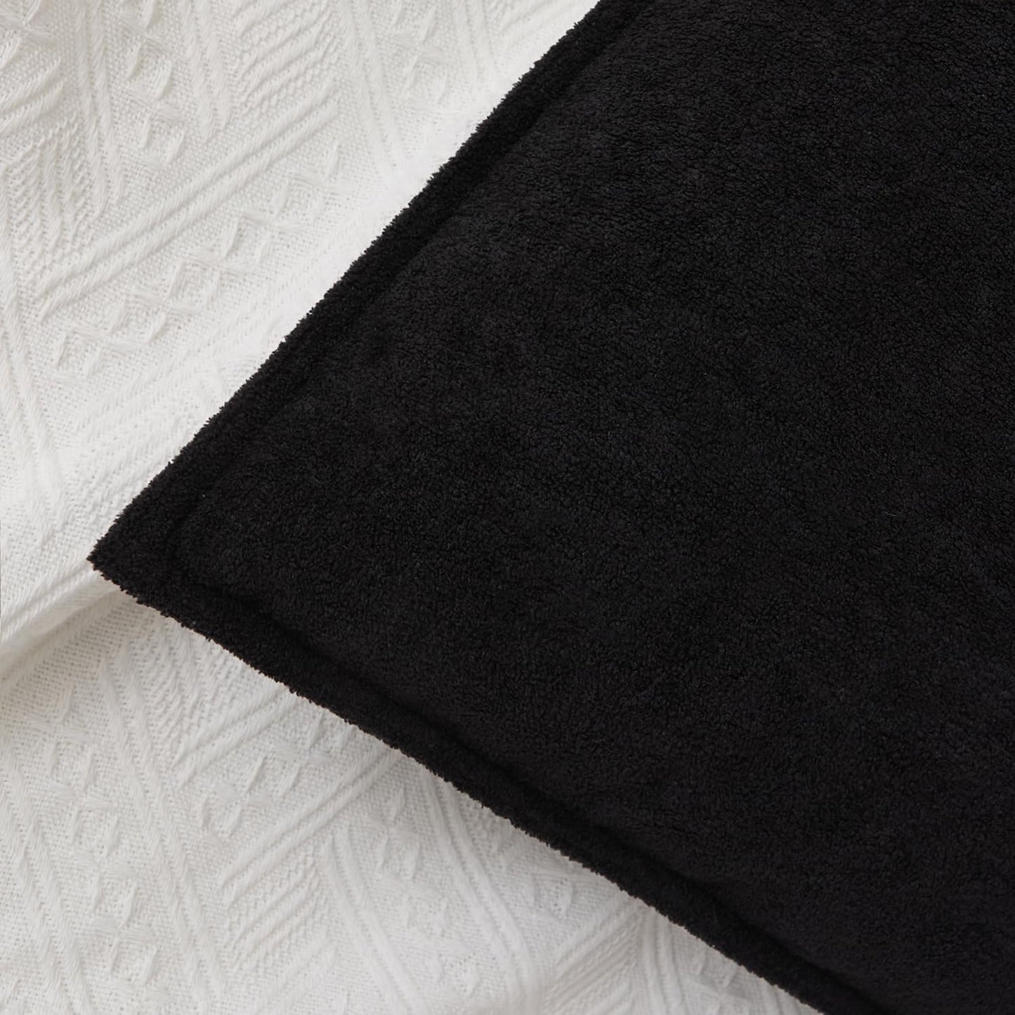 Kevin Textile Waterproof Decorative Pillow Covers Soft Boucle Textured / 18 x 18 / Black / Set of 2