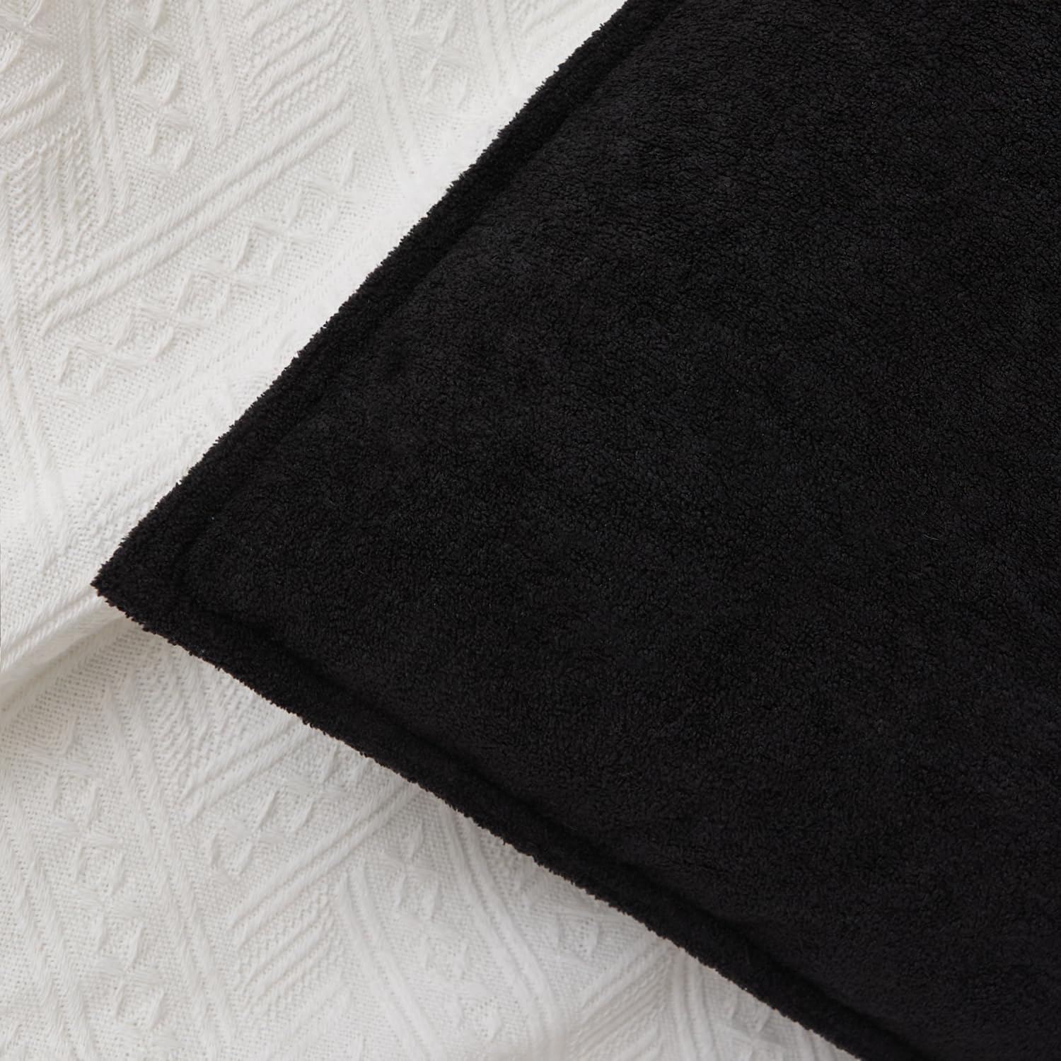 Kevin Textile Waterproof Decorative Pillow Covers Soft Boucle Textured / 18 x 18 / Black / Set of 2