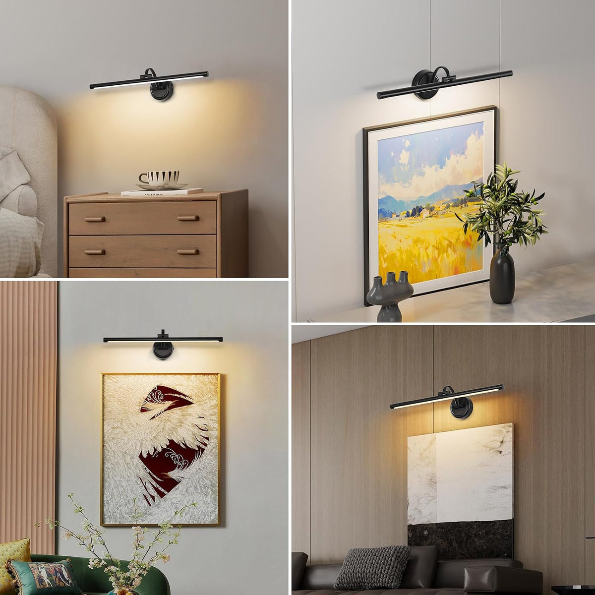LED Picture Light,Cord-free Picture Frame Light for Wall, 5000mAh Rechargeable Art Lights, Cordless Battery Wall Sconce