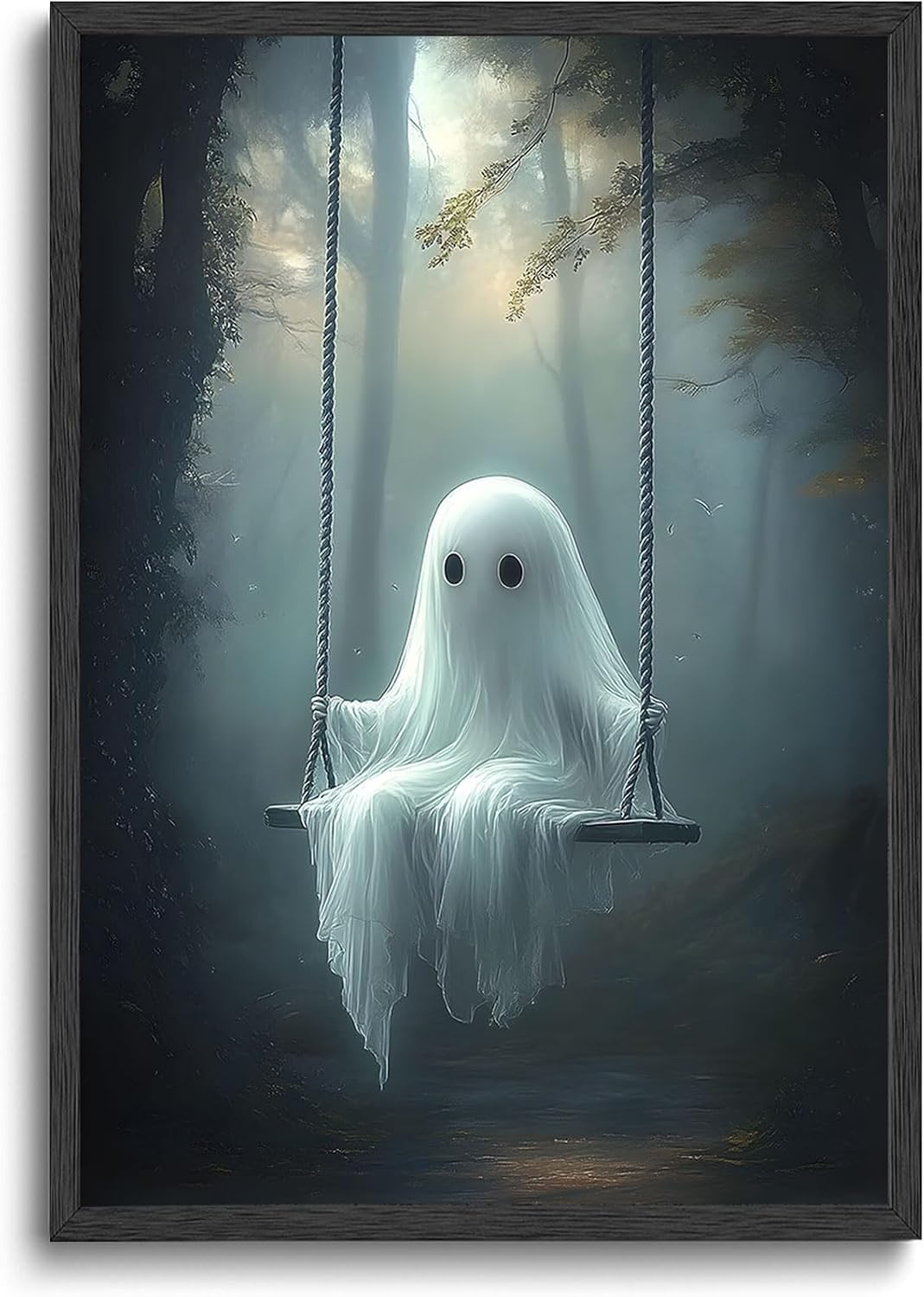 ILLBDR Halloween Cute Ghost Canvas Wall Art Poster 12x16 inch