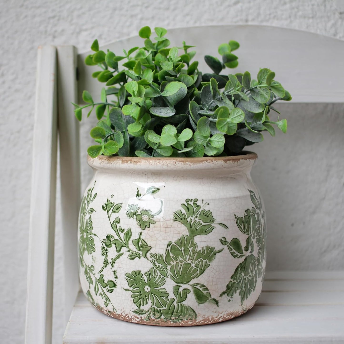 Tuscan Ceramic Indoor Plant Pot & Vase / Classic Green
