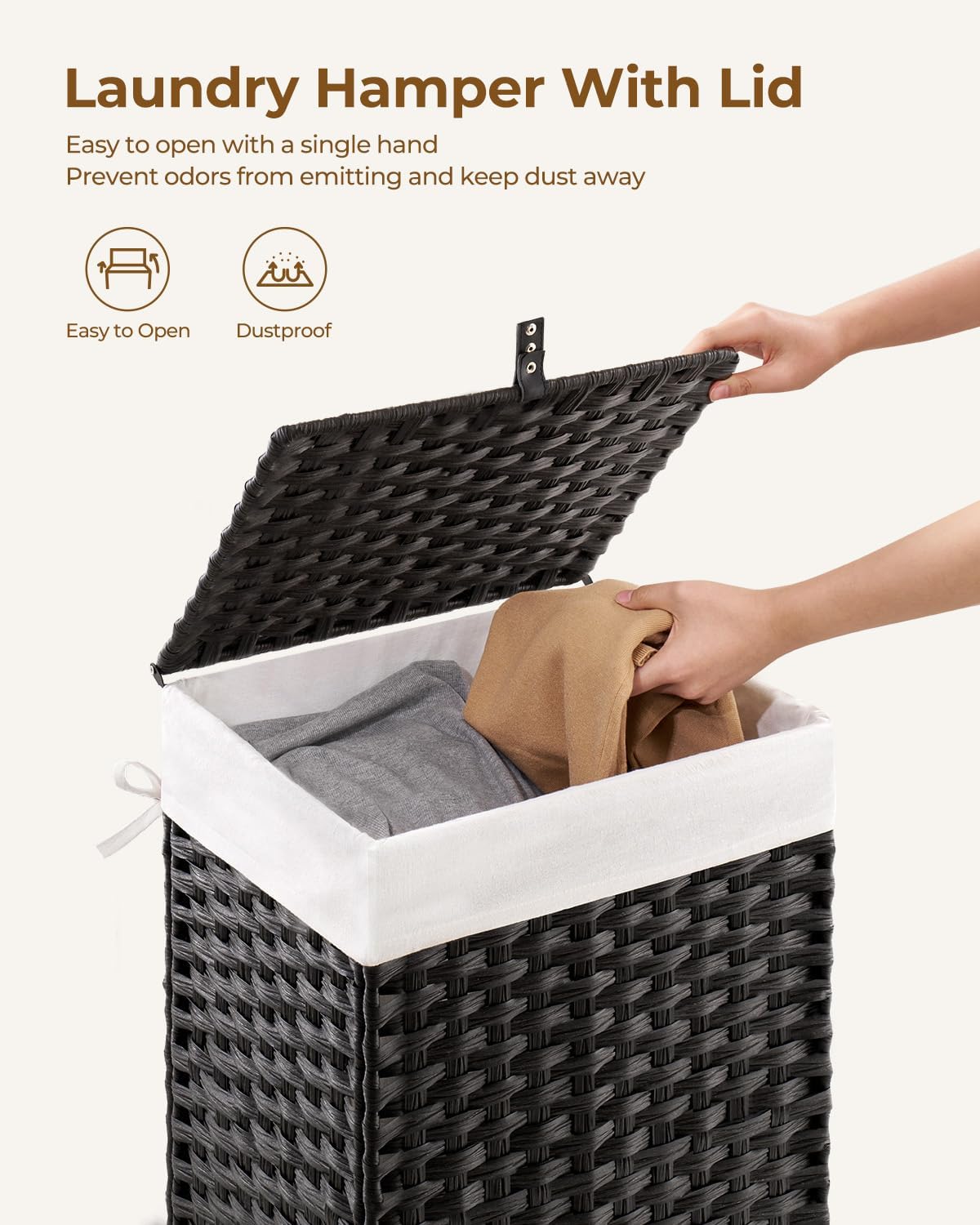 2 Removable Liner Bags & 2 Mesh Bags / Black / 13.4 x 13.4 x 21.7 / 60L
