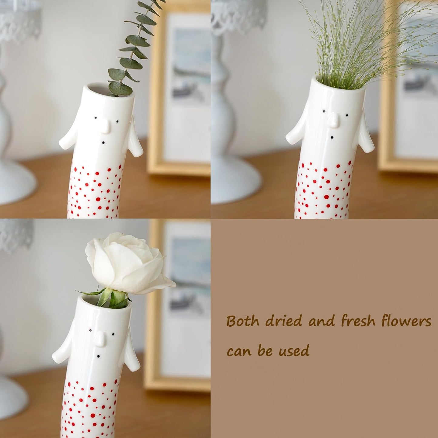 Handmade Ceramic Bud Vases for Pretty Flowers / Family Vase Red / Set of 3