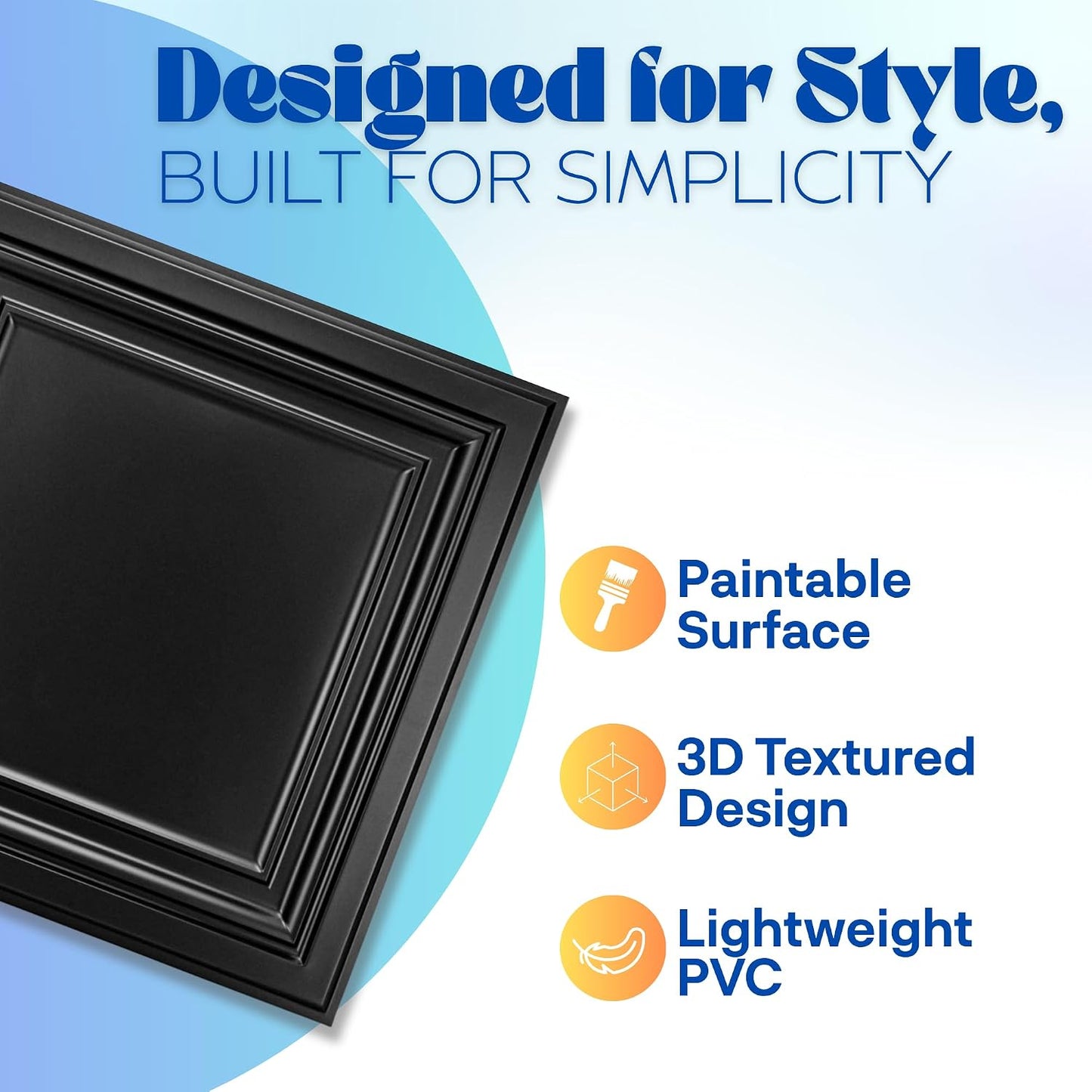 Decorative Panels / PVC Drop Ceiling Tiles / Matte Black / 24 x 24 / Set of 12