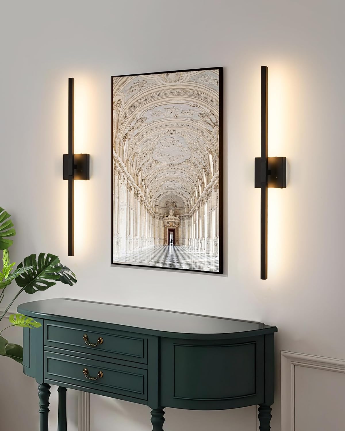 Rayogale Black Battery Operated Wall Sconce with Remote Control 36 Inch | 3000/4500/6000K Dimmable 8000mAh Wireless