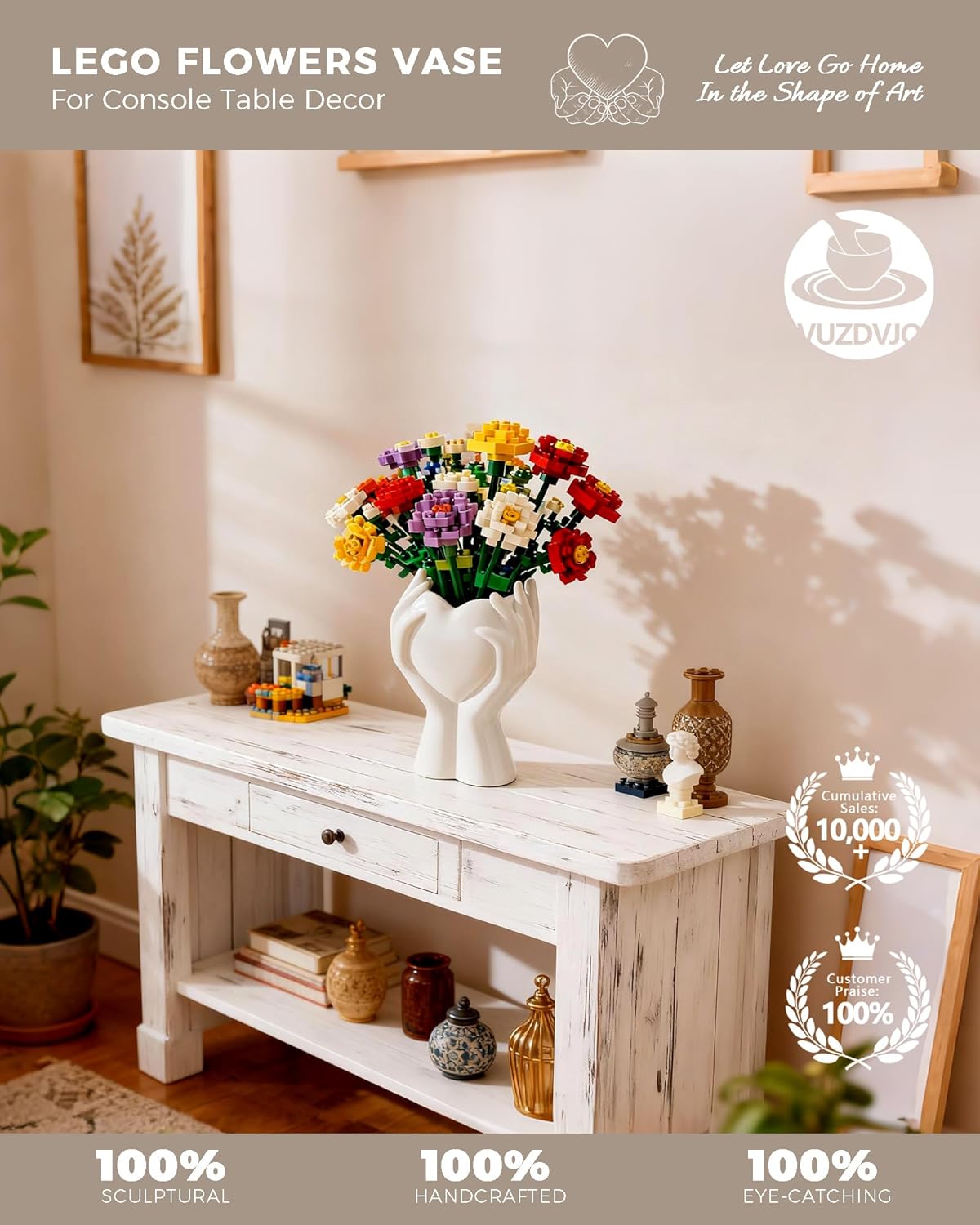 Modern Small Ceramic Flower Vase for Pampas Grass / White