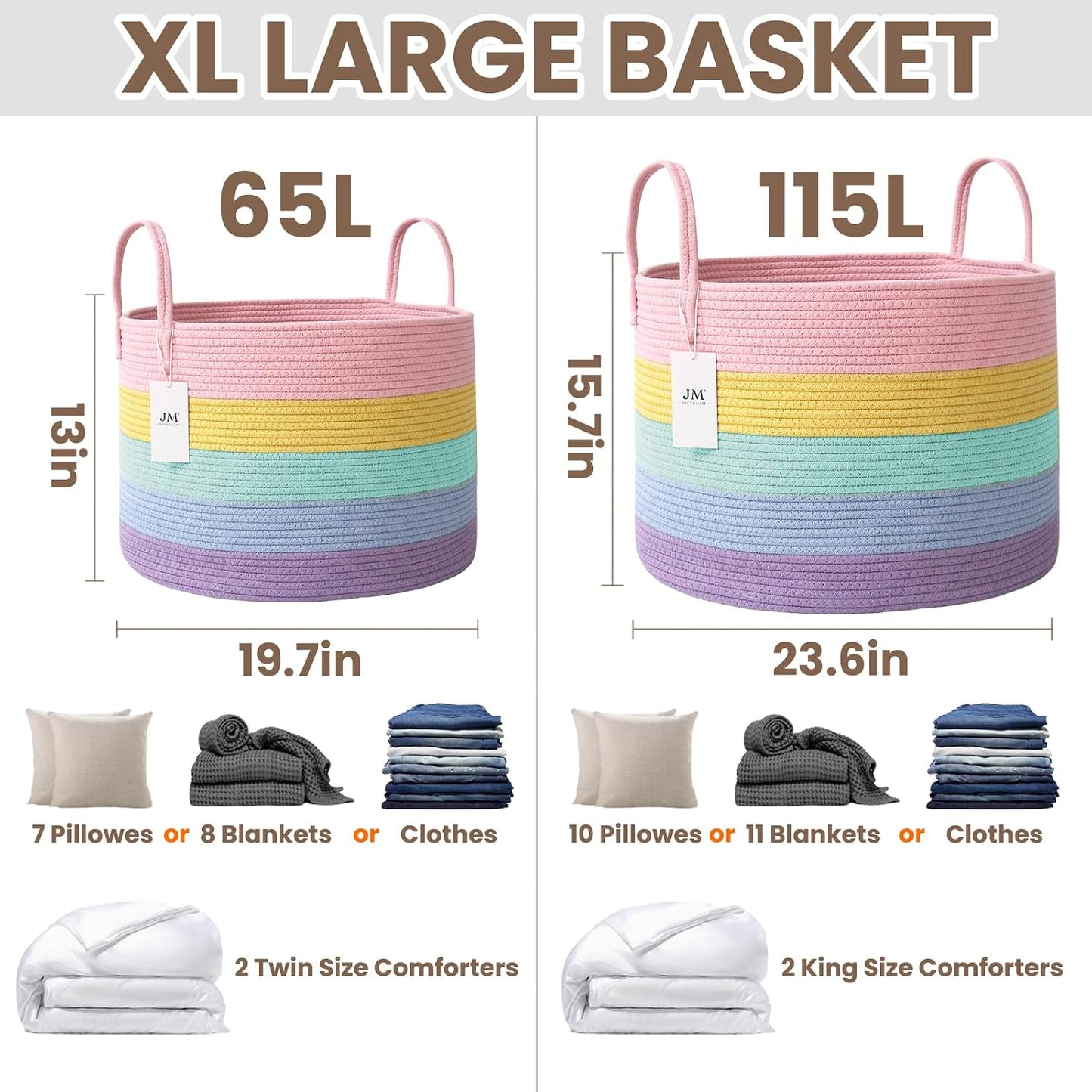 Extra Large Blanket Basket / Rainbow / 65L