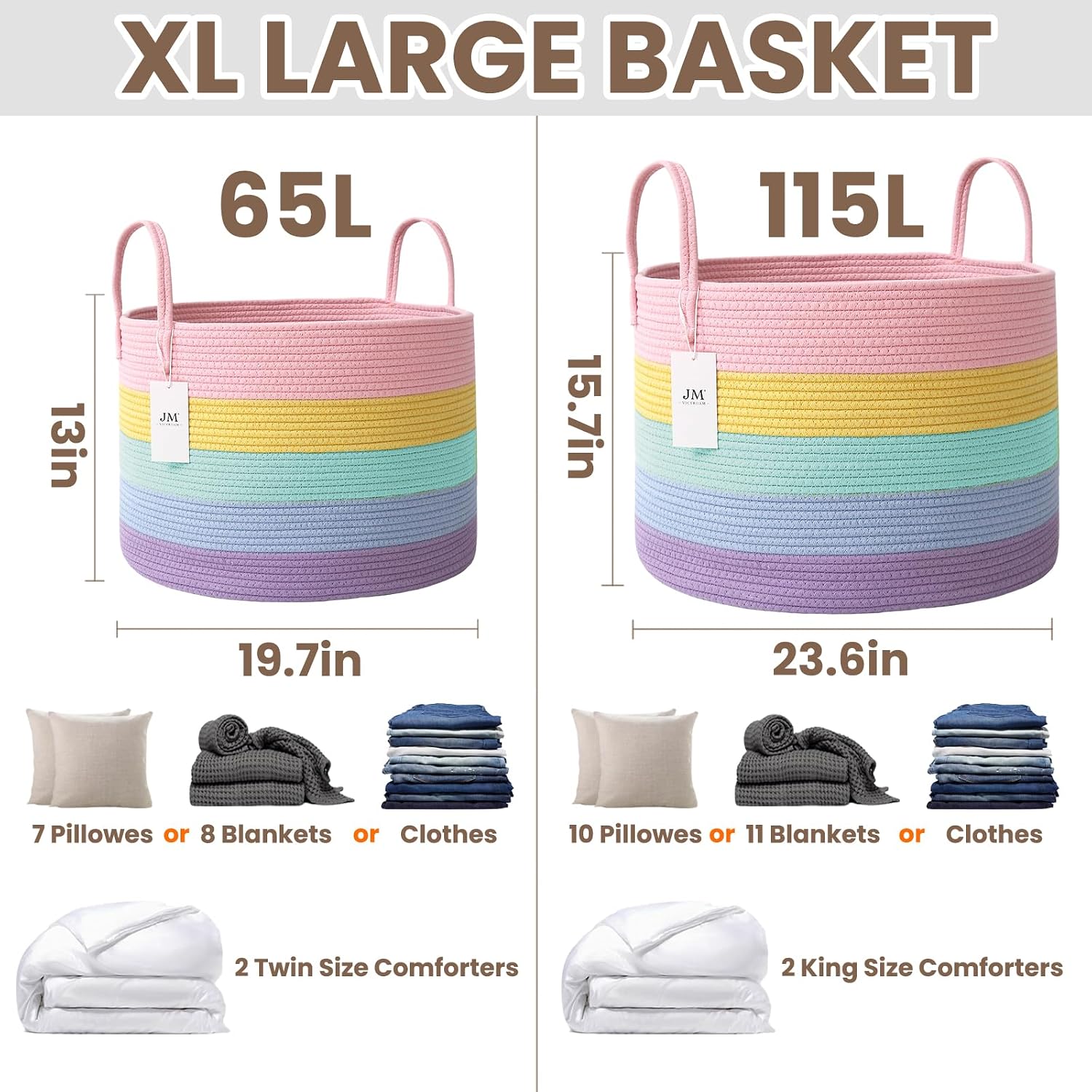 Extra Large Blanket Basket / Rainbow / 65L