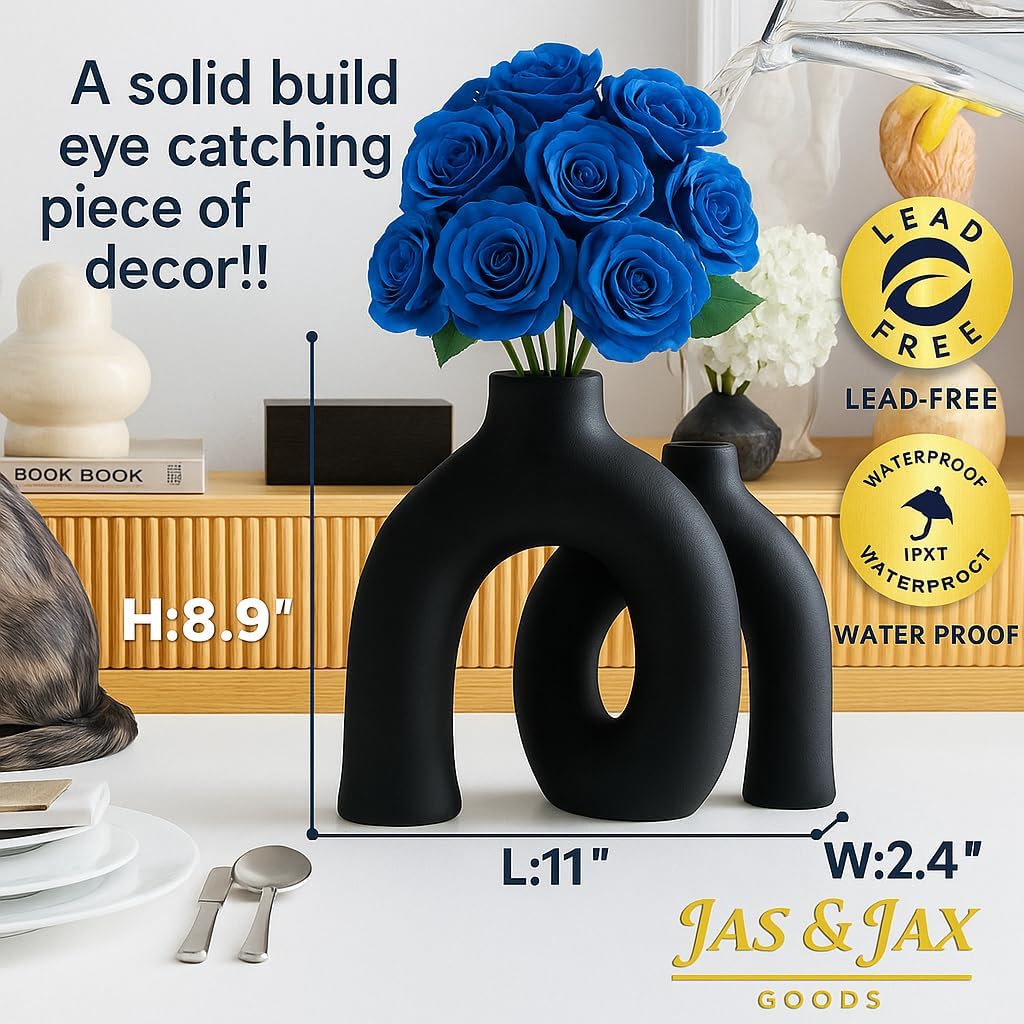 Matte Ceramic Vase Set / Black