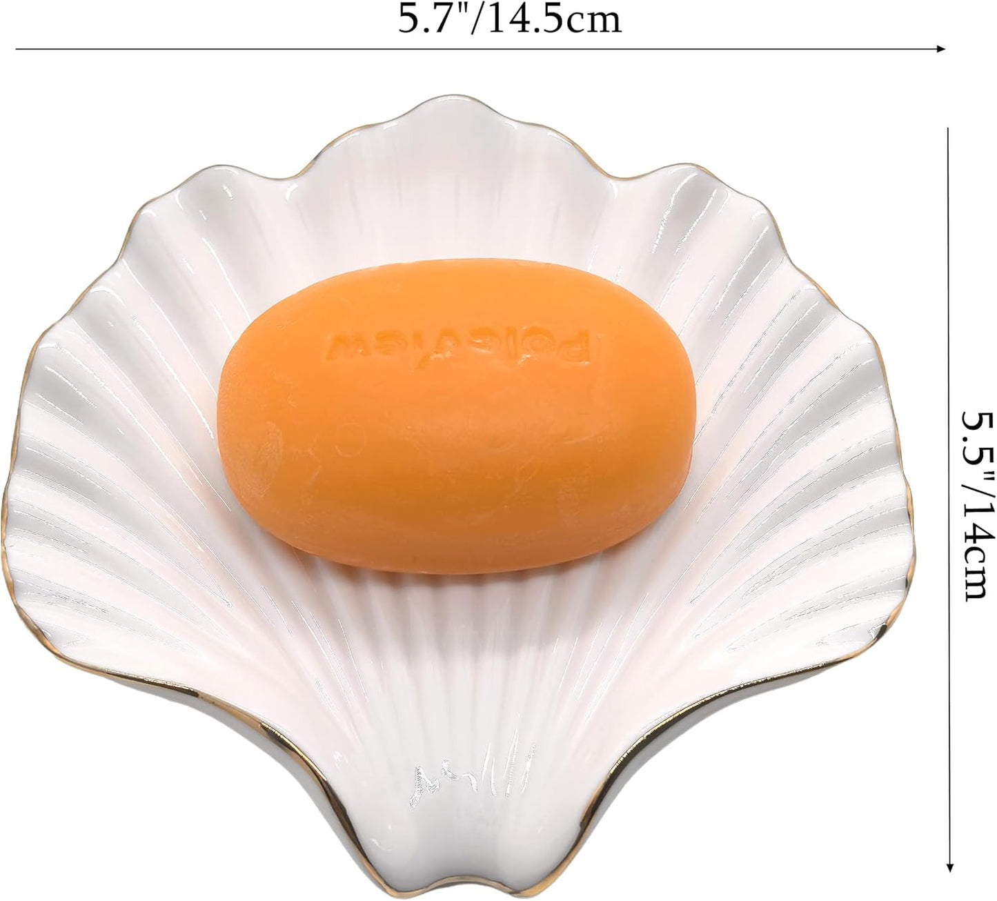 Ceramic Soap Dish Self-Draining Lotus Leaf Soap Holder Soap Saver / Shell White