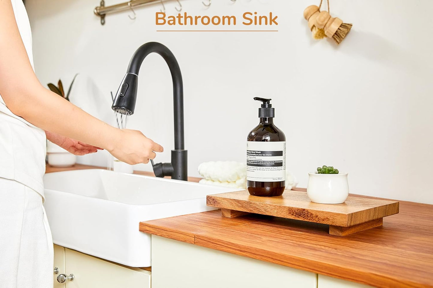 Medium 12" Acacia Wood Riser Pedestal Stand for Kitchen Counter | Farmhouse Wood Display Riser for Kitchen and Bathroom