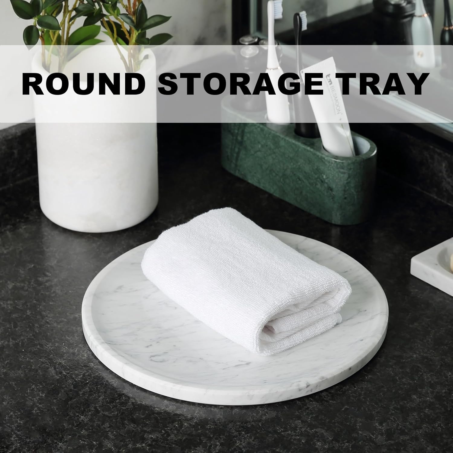 Marble Serving Tray / Carrara / Natural / 11.8 Inch
