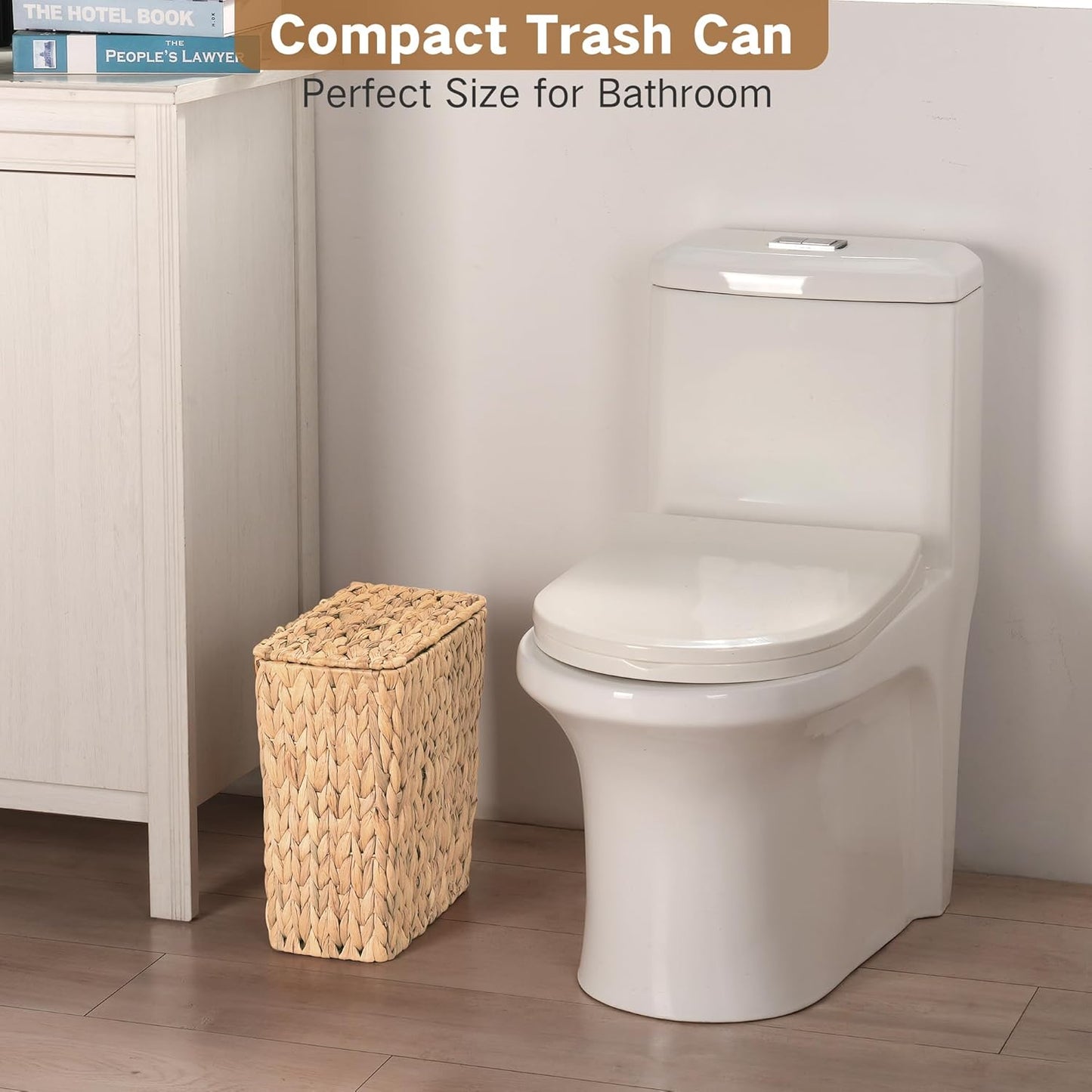 3 Gallon Natural Water Hyacinth Waste Basket / Brown / Square