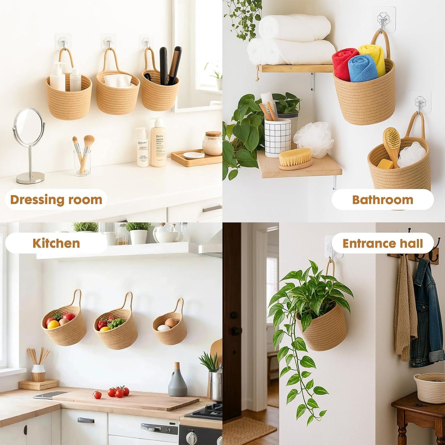Boho Pouchs Bag Organizers / Jute / Set of 3