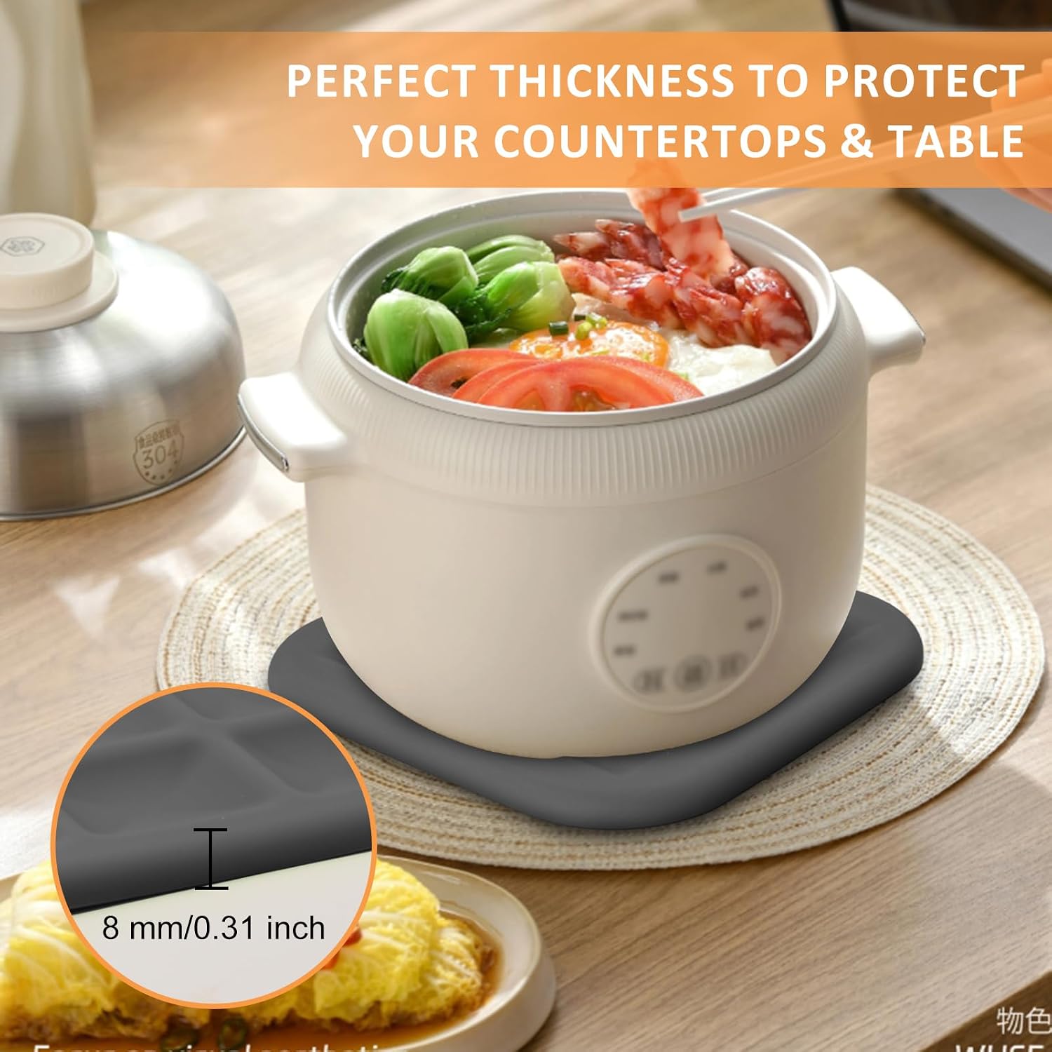 Pot Holders Hot Pads Silicone Mats / Gray / Square 6 Inch / Set of 6