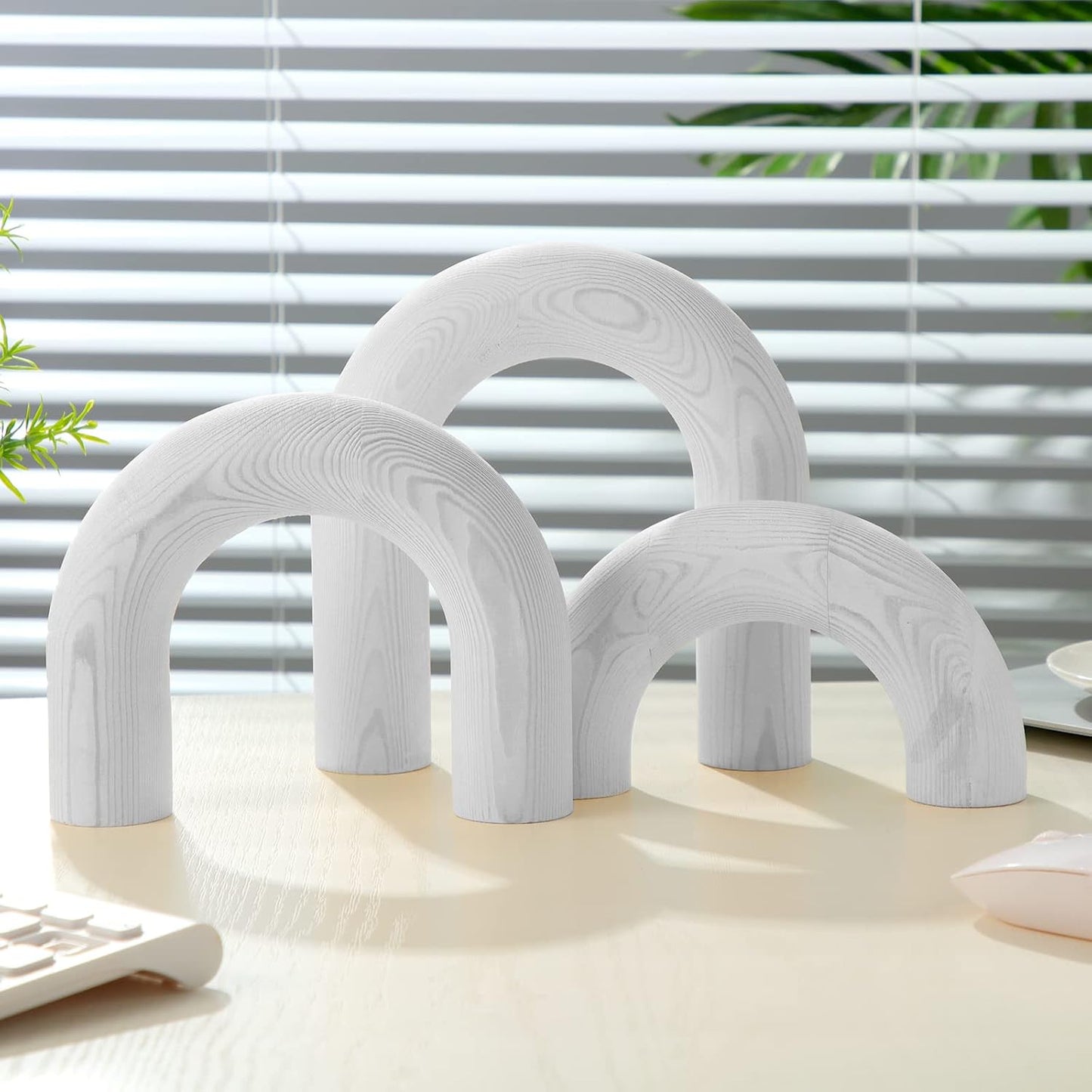 Wood Arch Decorative Shelf Objects Modern Book Shelves Decor Aesthetic Wooden / White / Set of 3