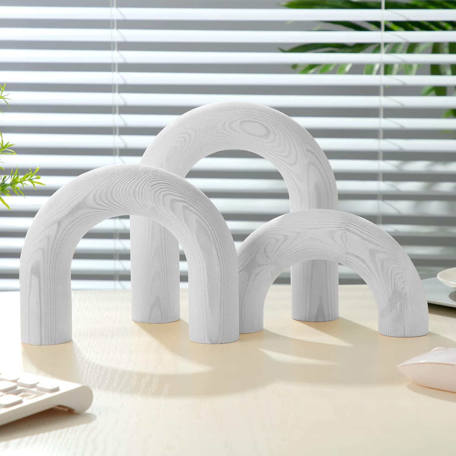 Wood Arch Decorative Shelf Objects Modern Book Shelves Decor Aesthetic Wooden / White / Set of 3