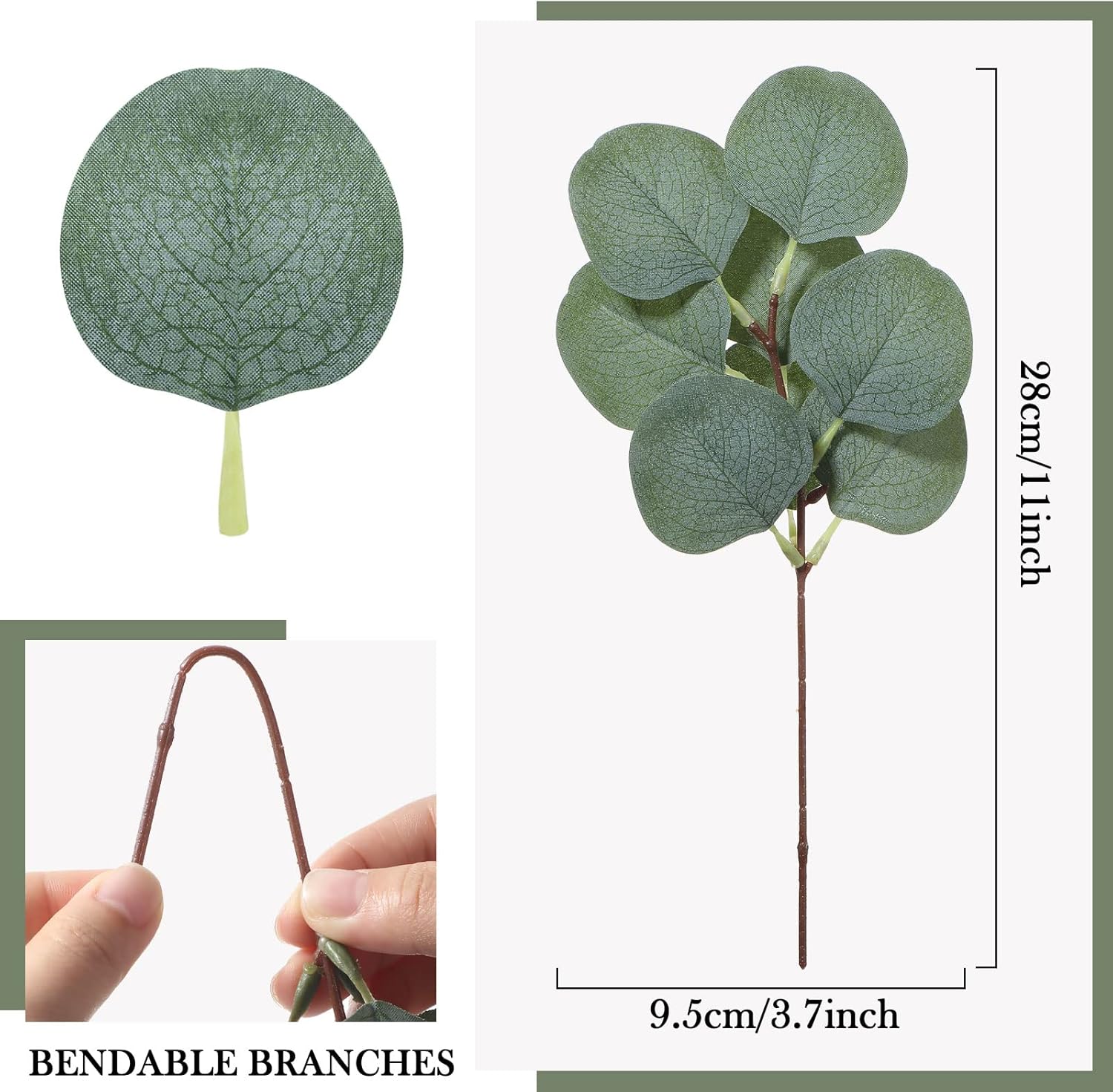 Artificial Eucalyptus Leaves / Green / Set of 120