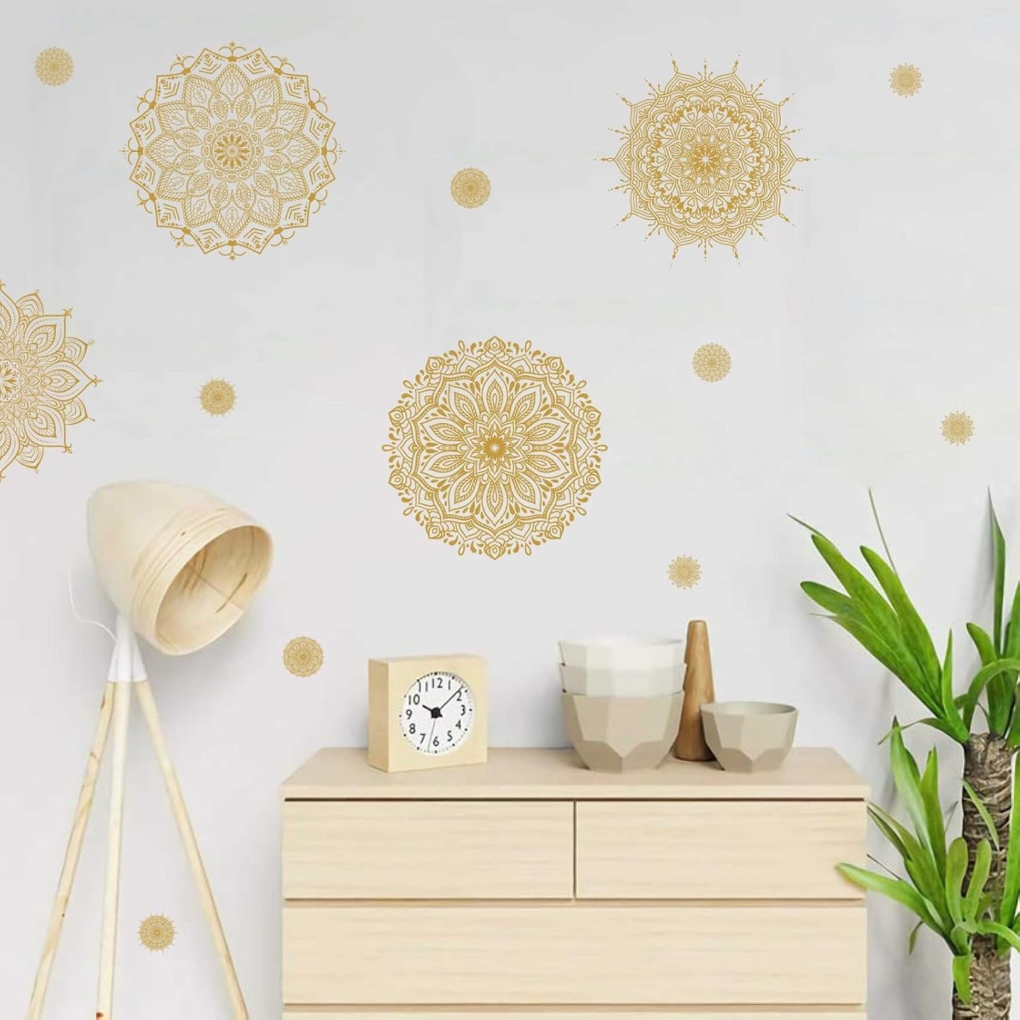 Mandala Wall Art Gold Mandala Wall Decal Peel and Stick Lotus Flower Vinyl Stickers / Gold-b