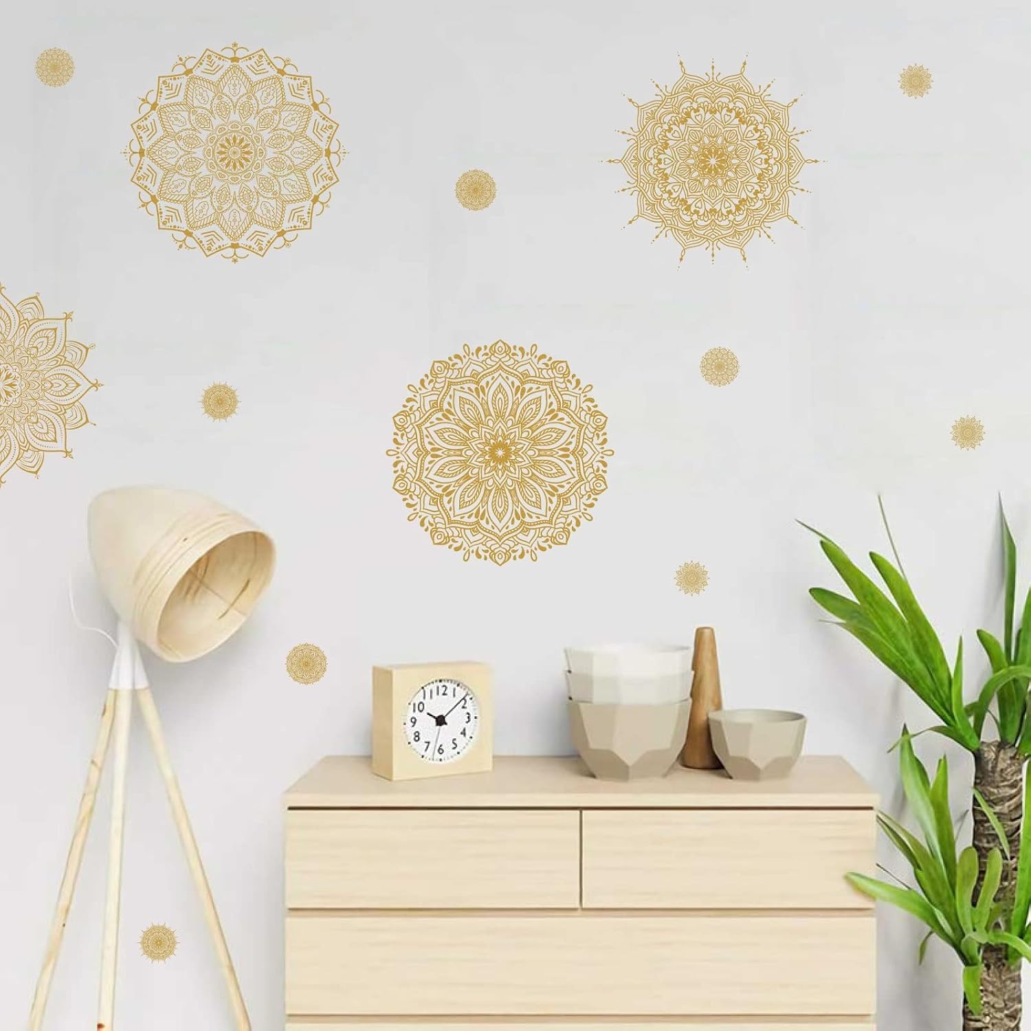 Mandala Wall Art Gold Mandala Wall Decal Peel and Stick Lotus Flower Vinyl Stickers / Gold-b