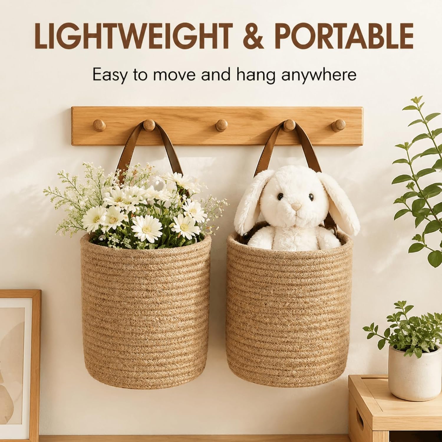 Jute Woven Storage Basket / Natural / 7.8 x 6.7 / Set of 2