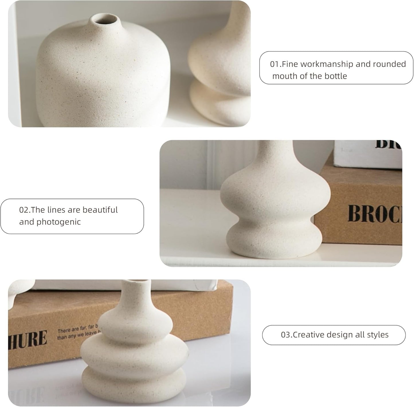 Small Ceramic Vase / White / Set of 5