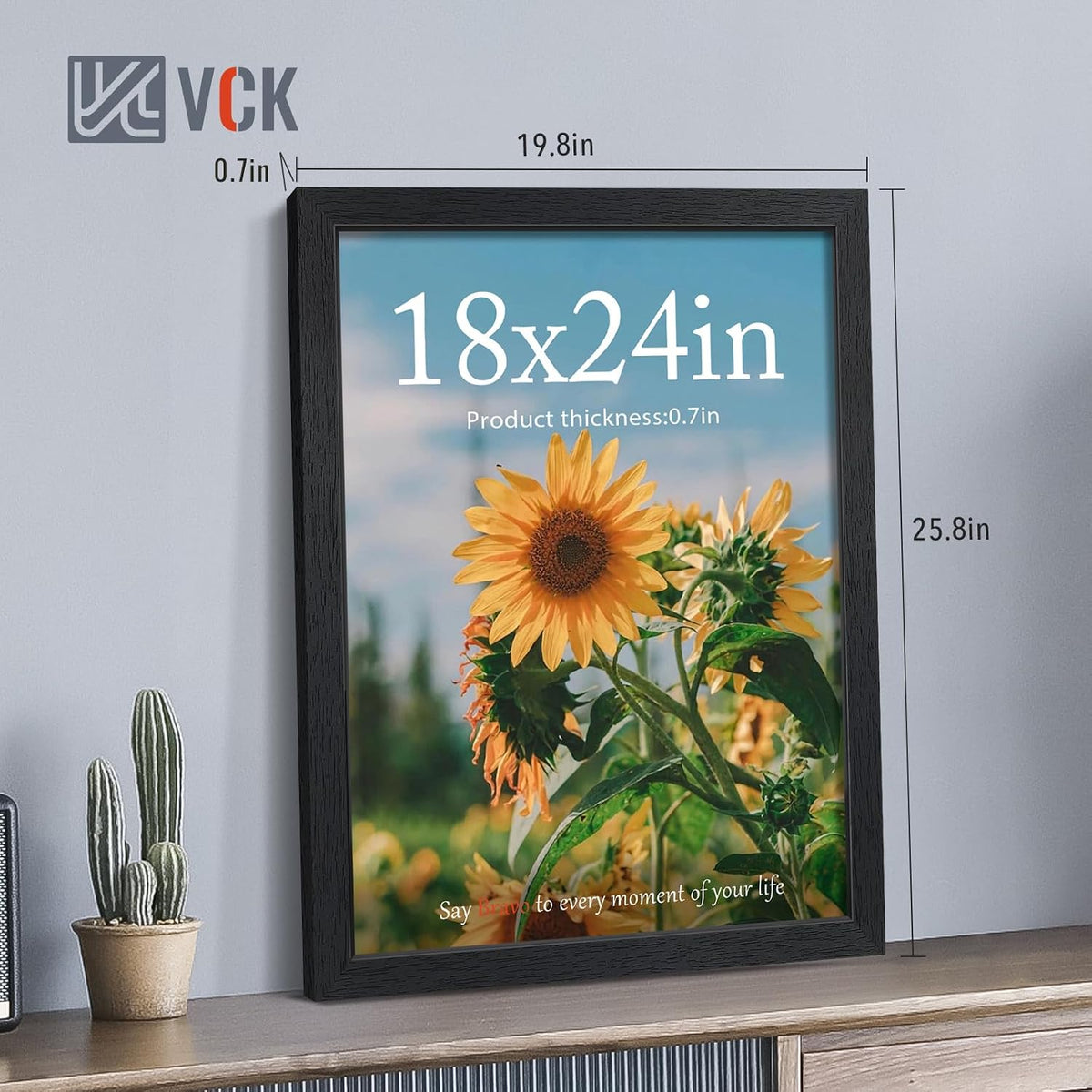 VCK 18x24 Frames - Black, Wide Border Solid Wood Poster Frame, Display Pictures in Horizontal and Vertical, for Home