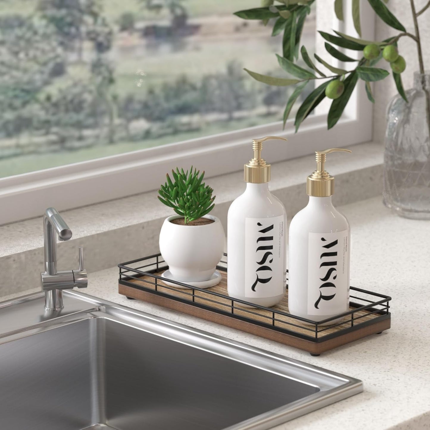Wood Bathroom Vanity Tray / Acacia / 11 x 4.3 x 1.5