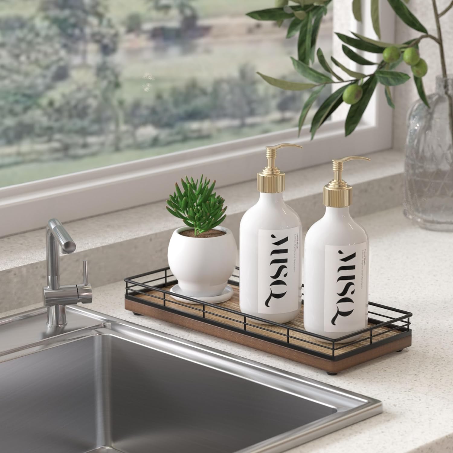 Wood Bathroom Vanity Tray / Acacia / 11 x 4.3 x 1.5