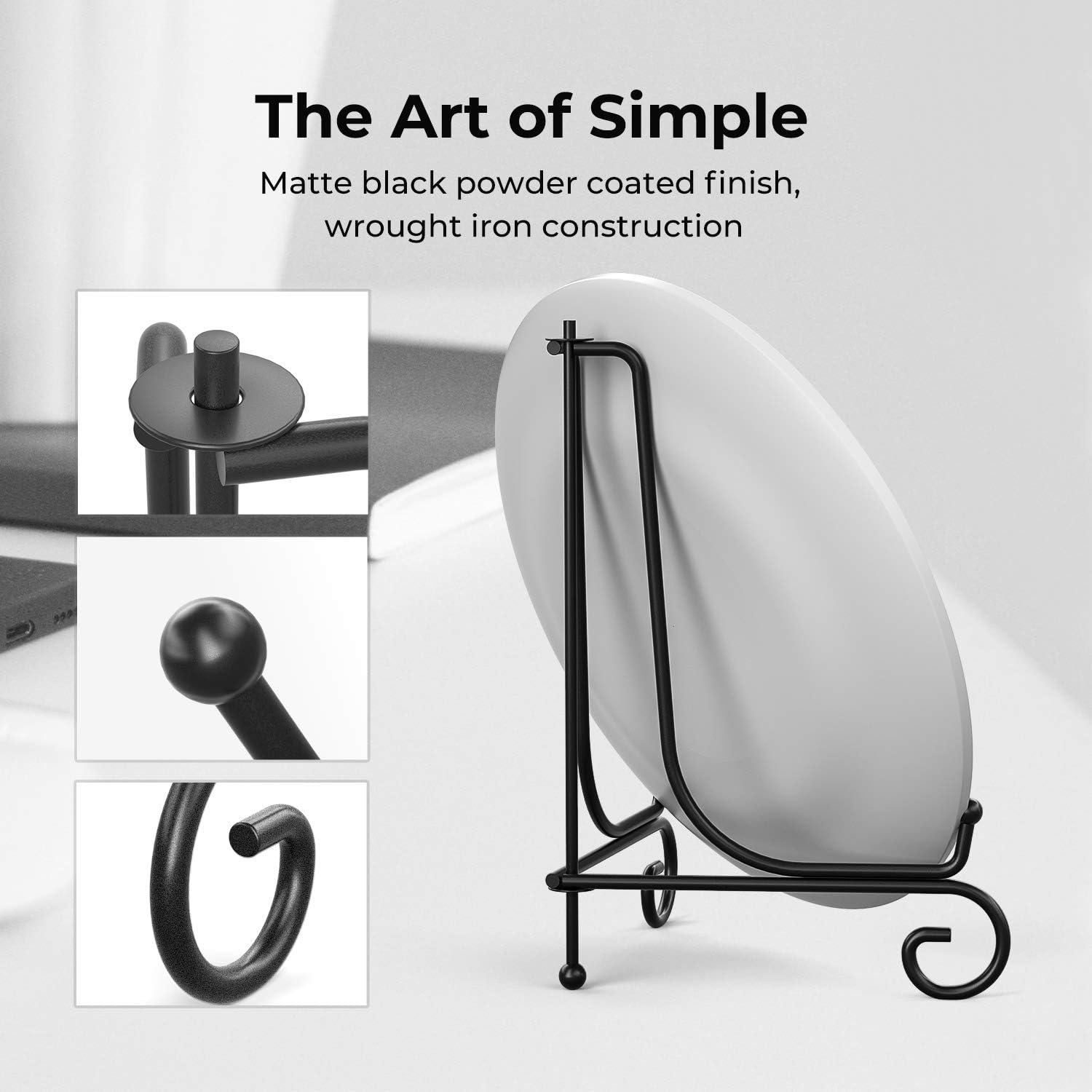 Plate Holder Display Stand + Metal Easel Stand for Picture Frame / 10 Inch / Set of 2