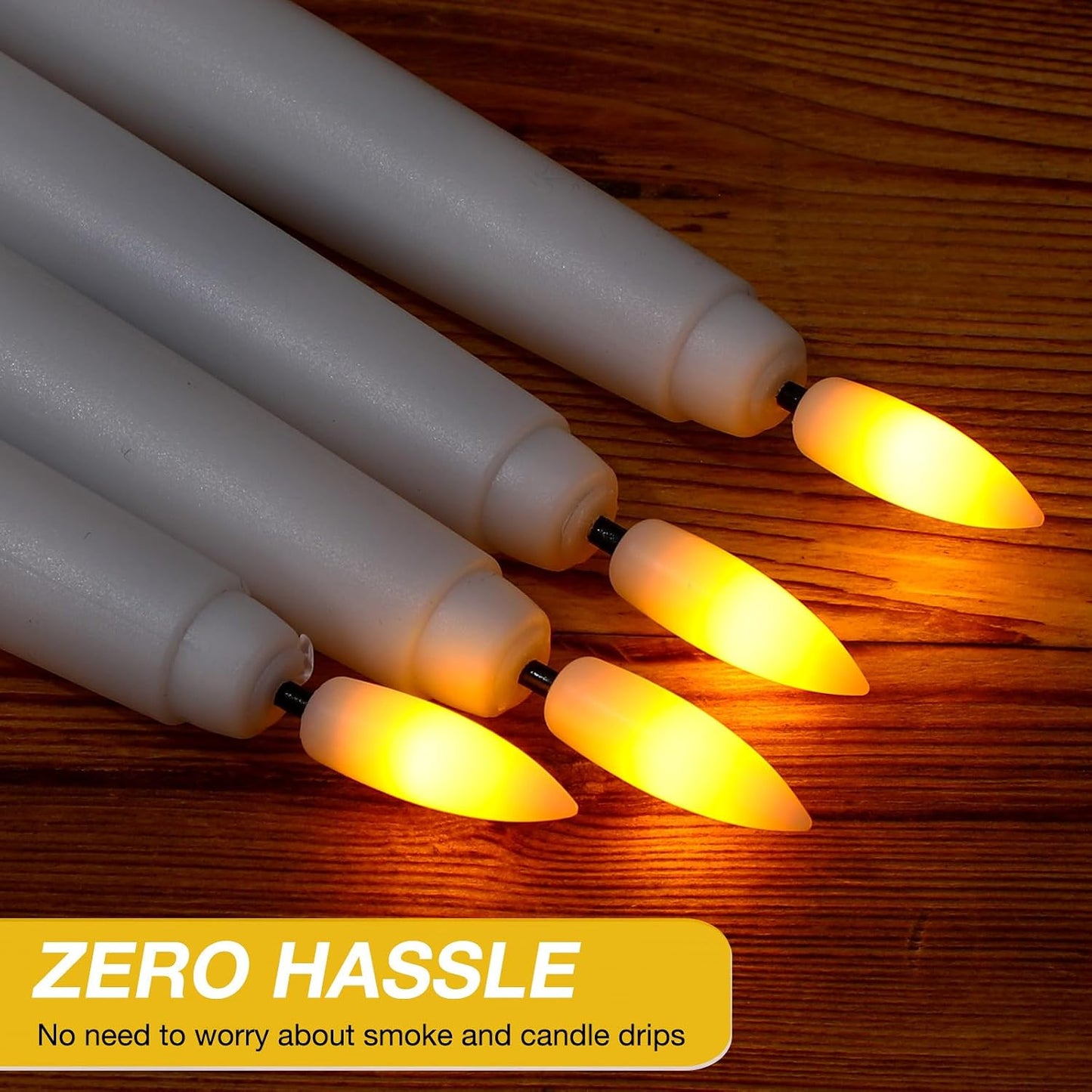 20 Pcs Flickering Flameless Taper Candles Bulk LED Battery Operated Realistic Flame Effect with Remote & Timer Safe No